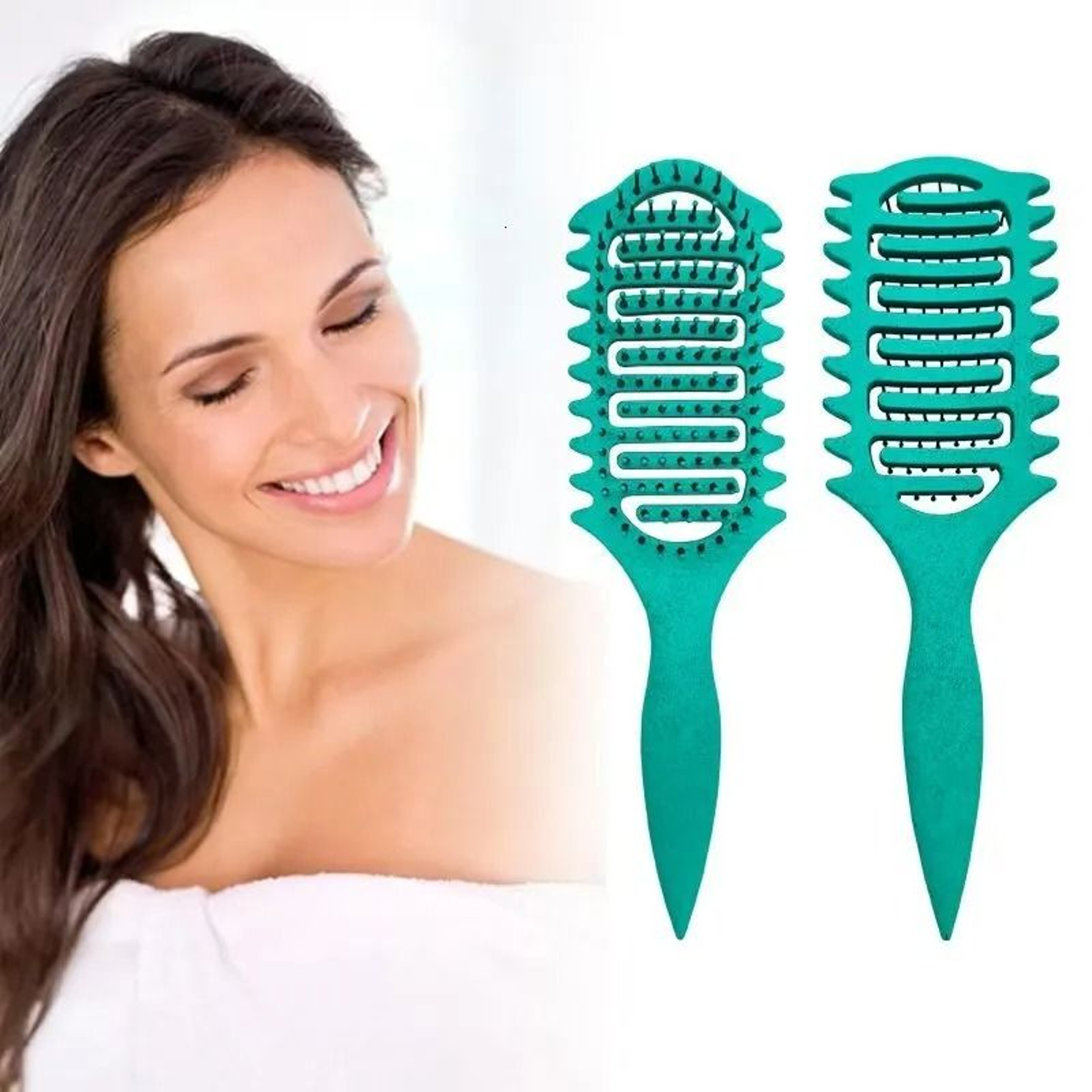 Openwork Curling Comb With Wheat Material And Scalp Massage Design 0