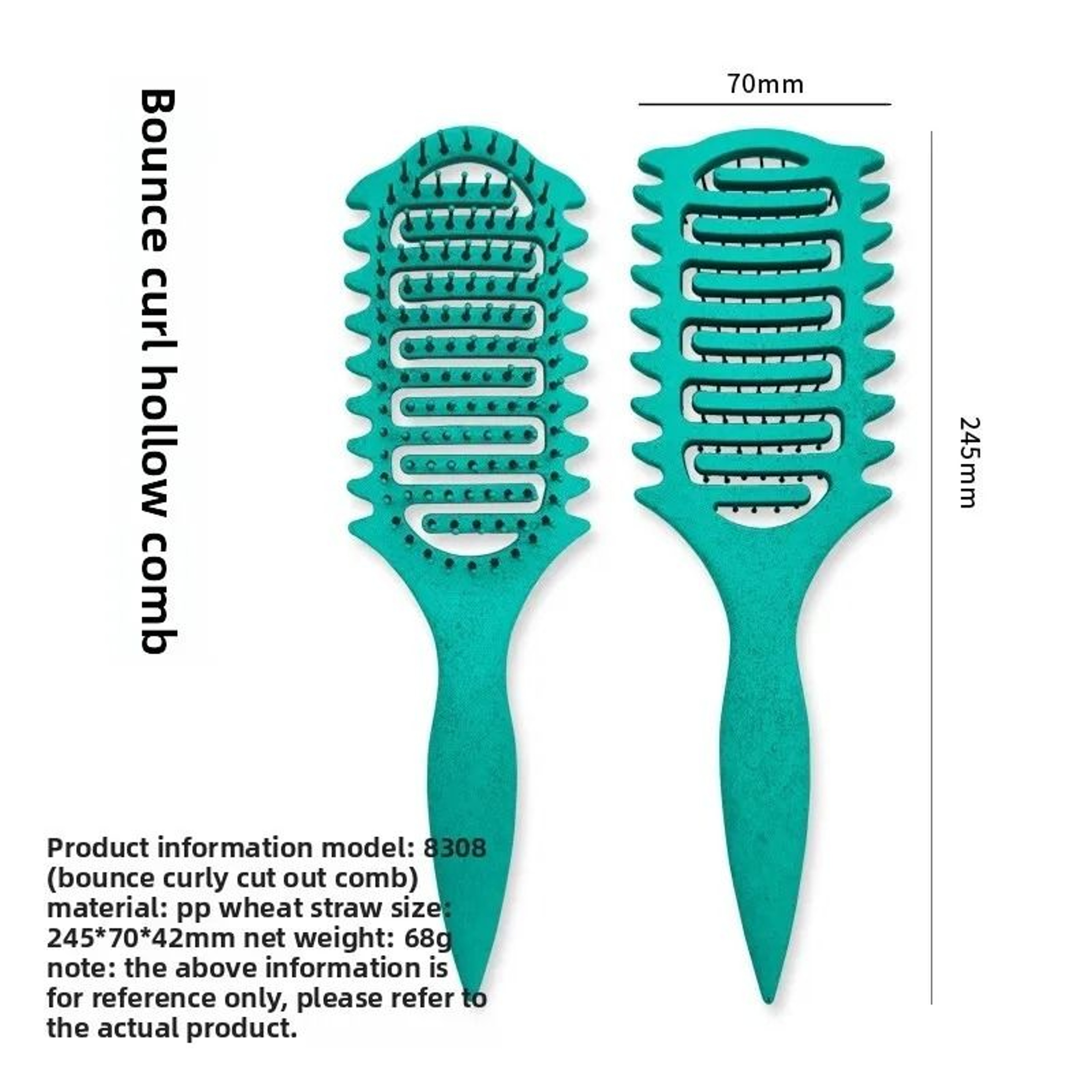 Openwork Curling Comb With Wheat Material And Scalp Massage Design 5