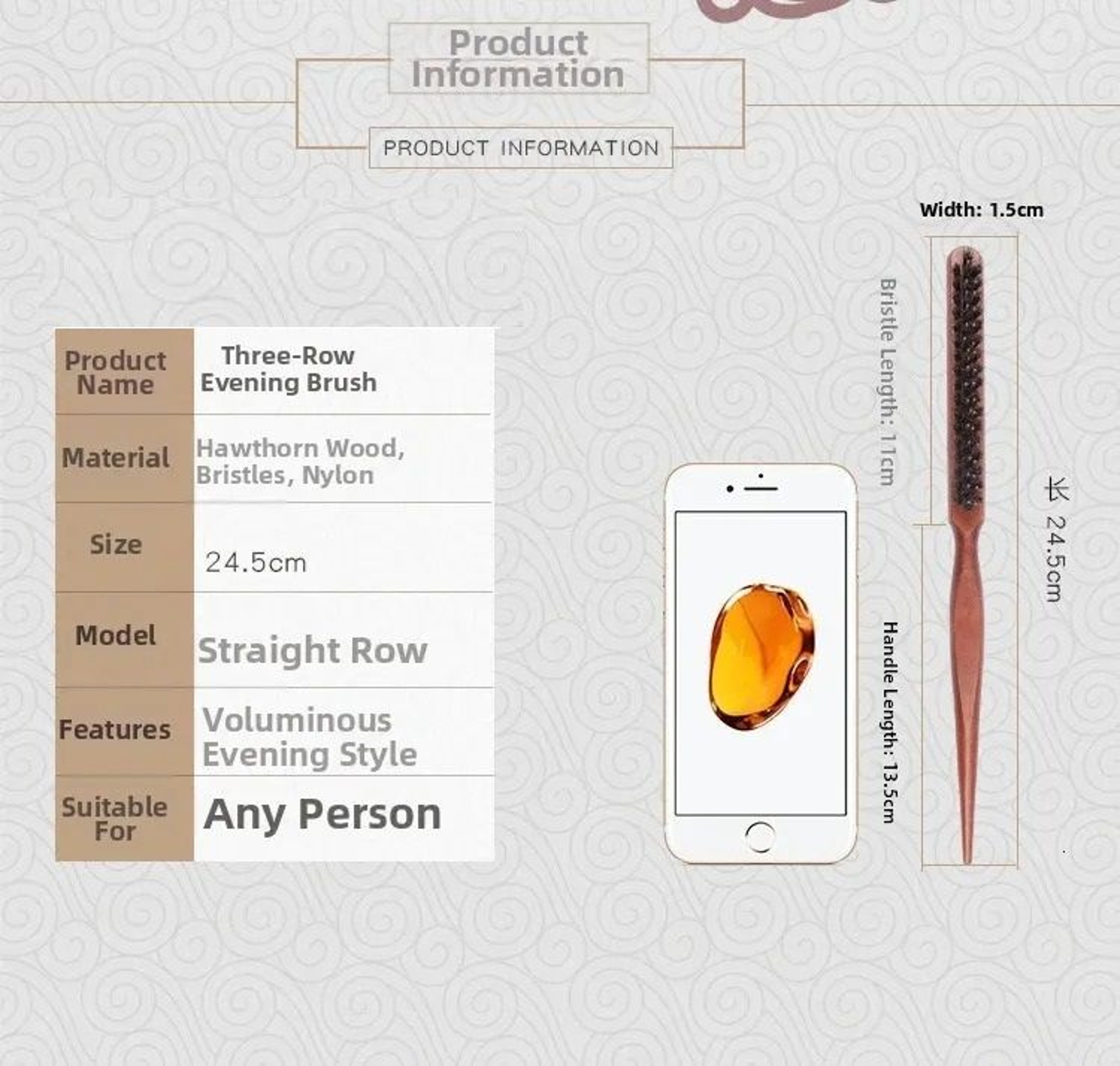 Professional Boar Bristle Hair Brush With Slim Wood Teasing Comb For Hair Extensions 1