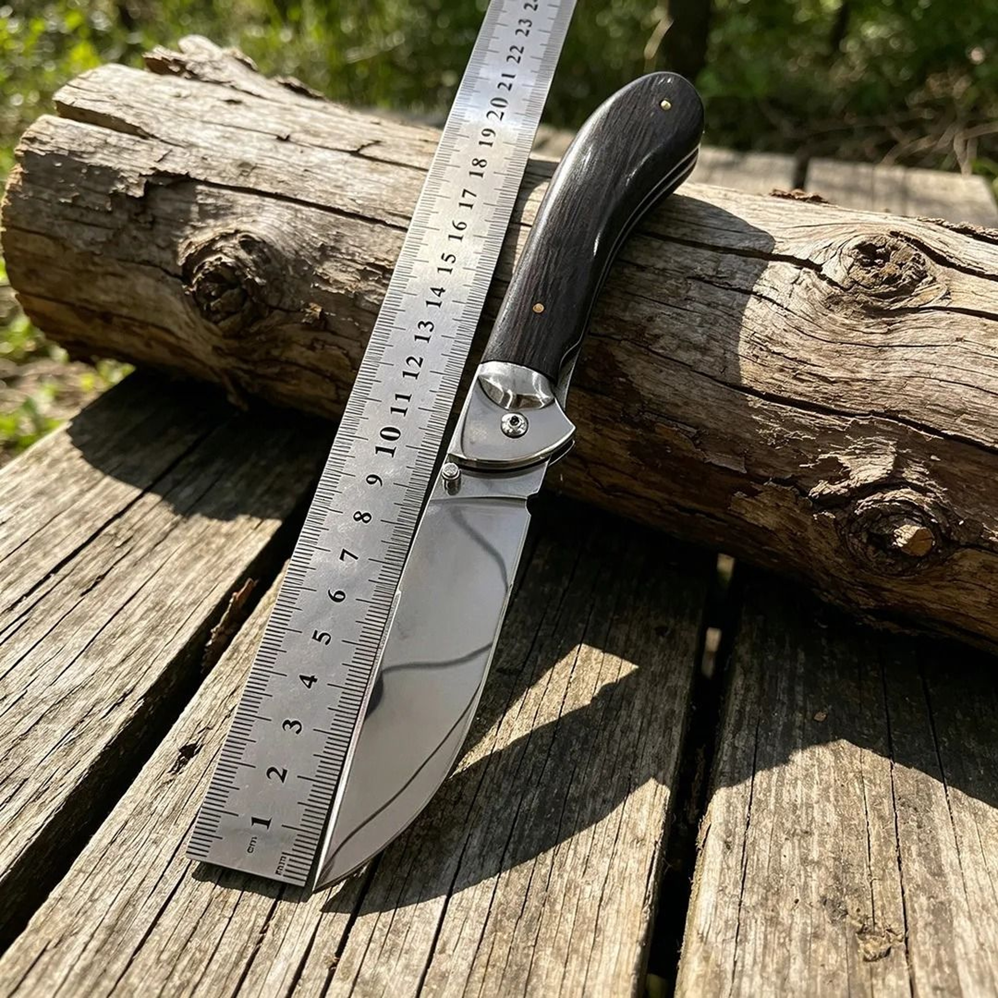 Wood Handle Folding Pocket Knife For Camping Outdoor Use And Kitchen Tasks 0
