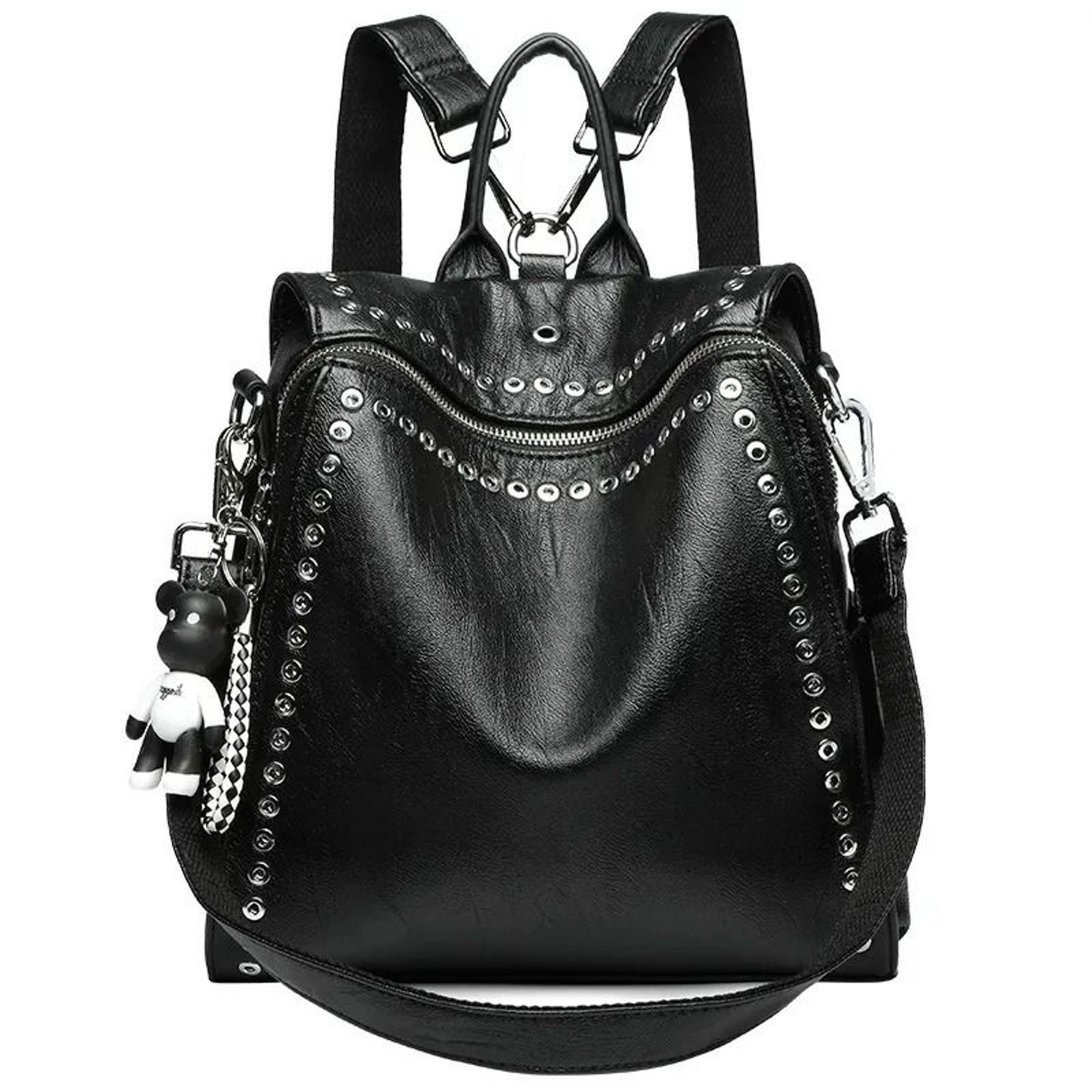 Womens Genuine Leather AntiTheft Rivet Backpack 0