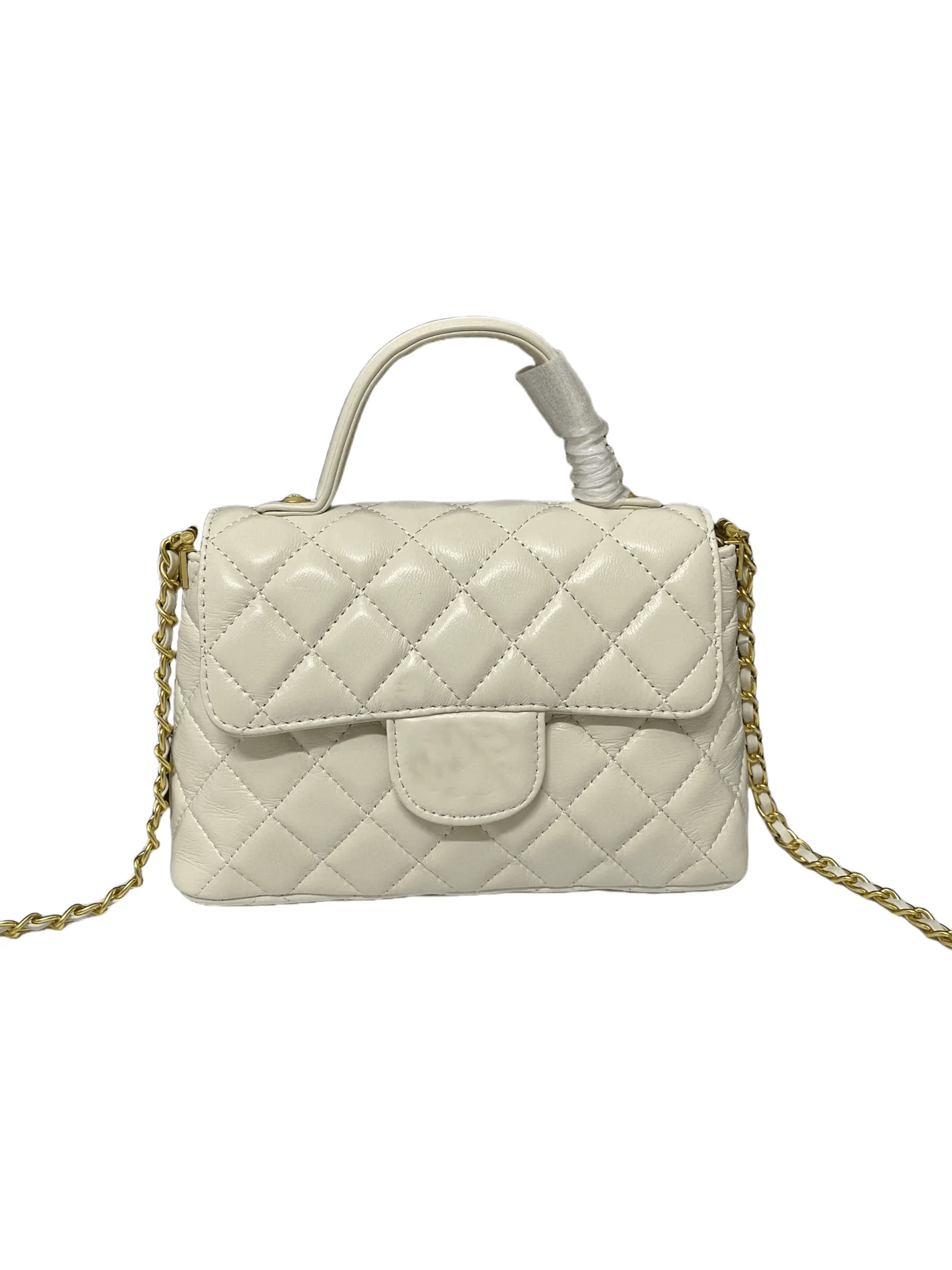 Genuine Leather Mini Shoulder Bag With Zipper Closure And Floral Chain Accents 2