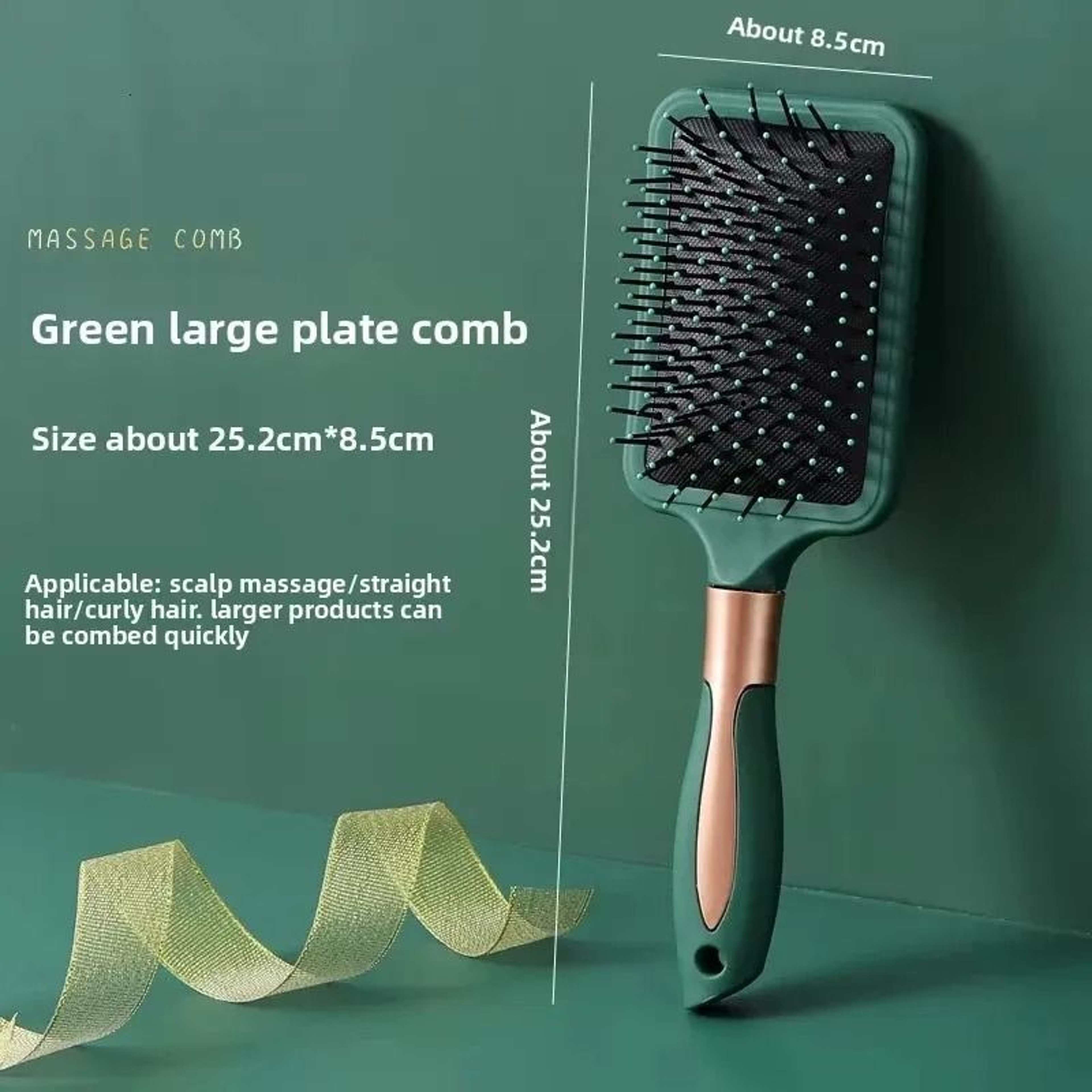 Paddle Hairbrush With Metal Handle And Plastic Teeth 1