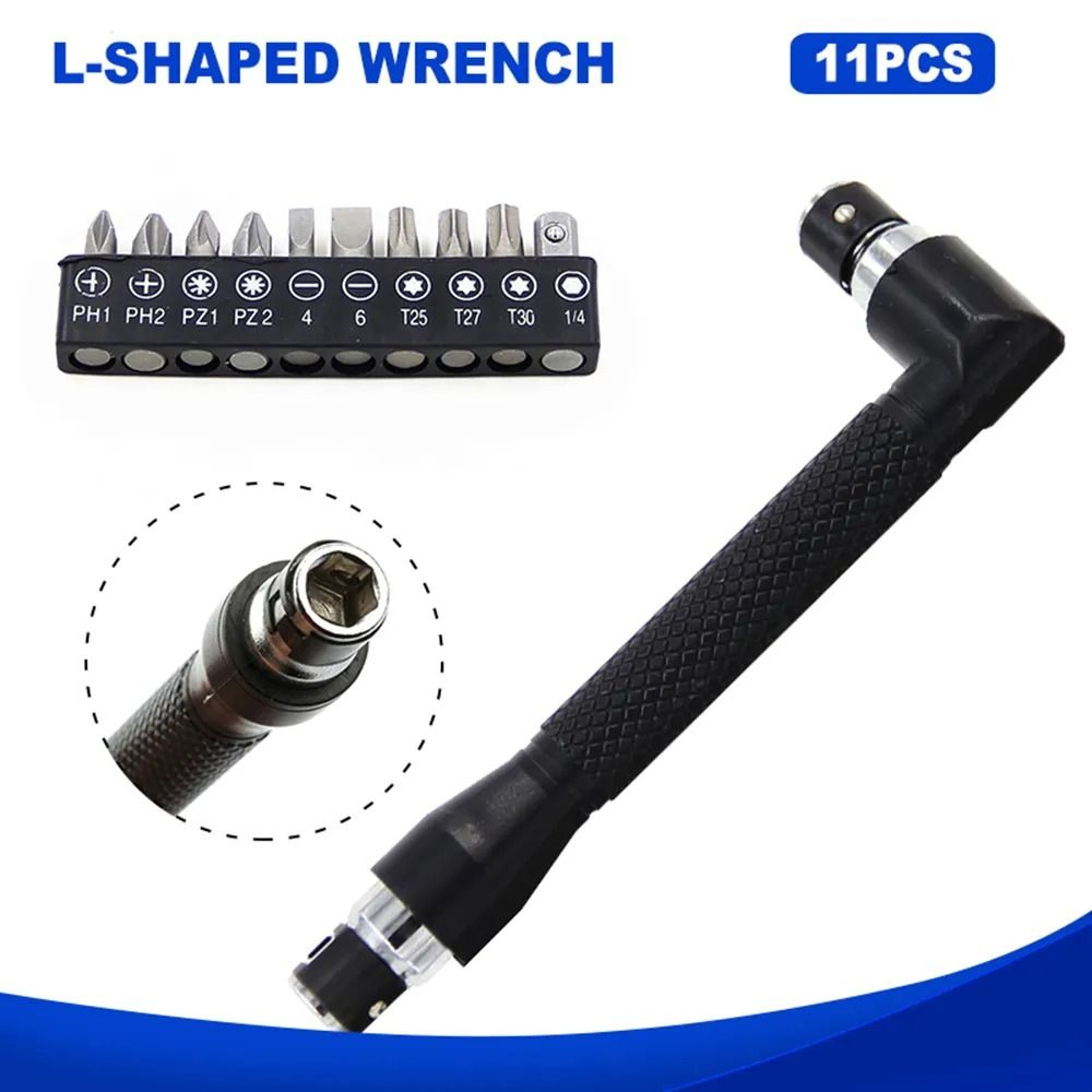 Right Angle Screwdriver Bit Set With LShaped 90 Degree Double Head Handle And Bits 5
