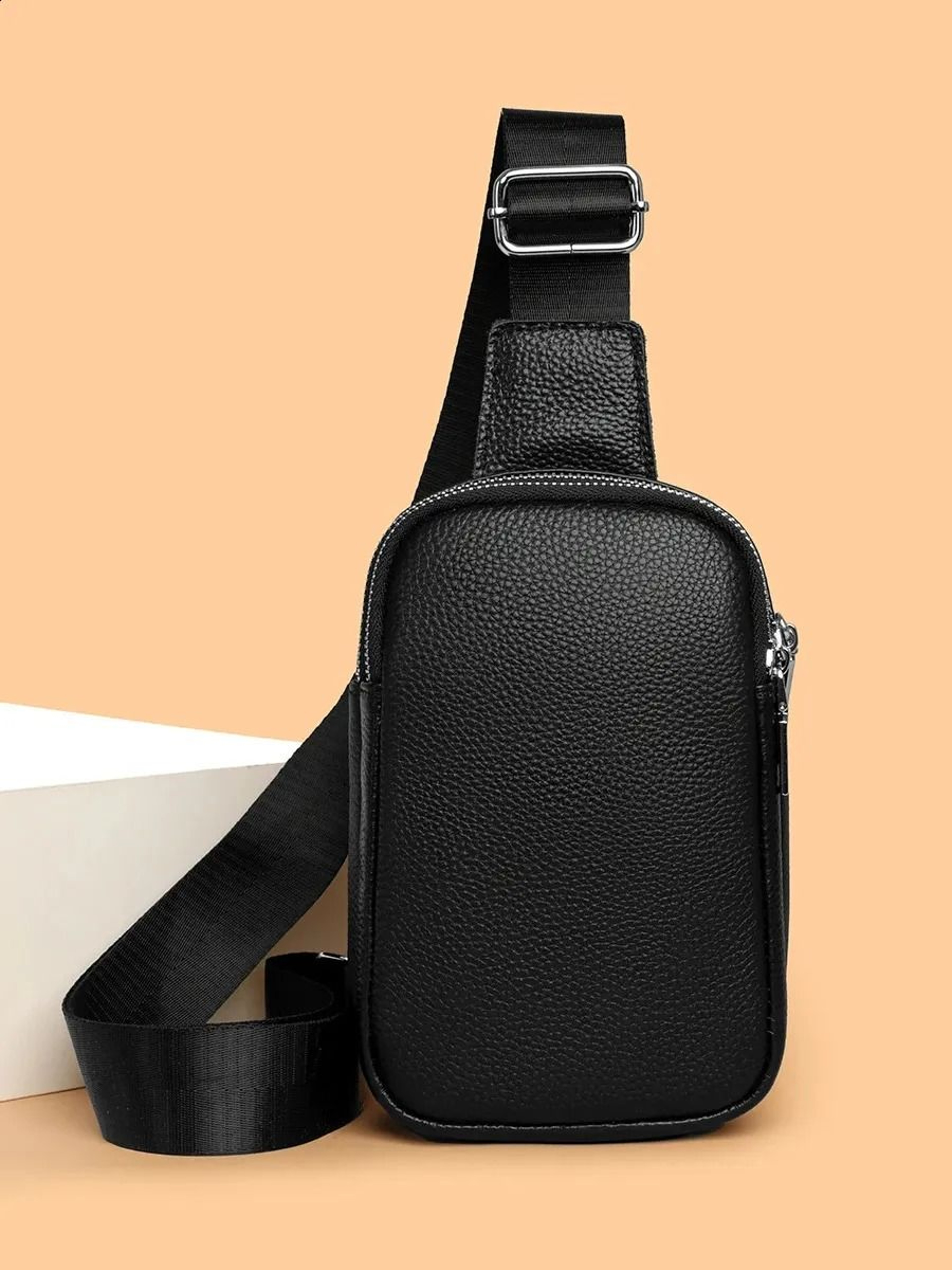 Genuine Leather Chest Bag With Shoulder Strap 0