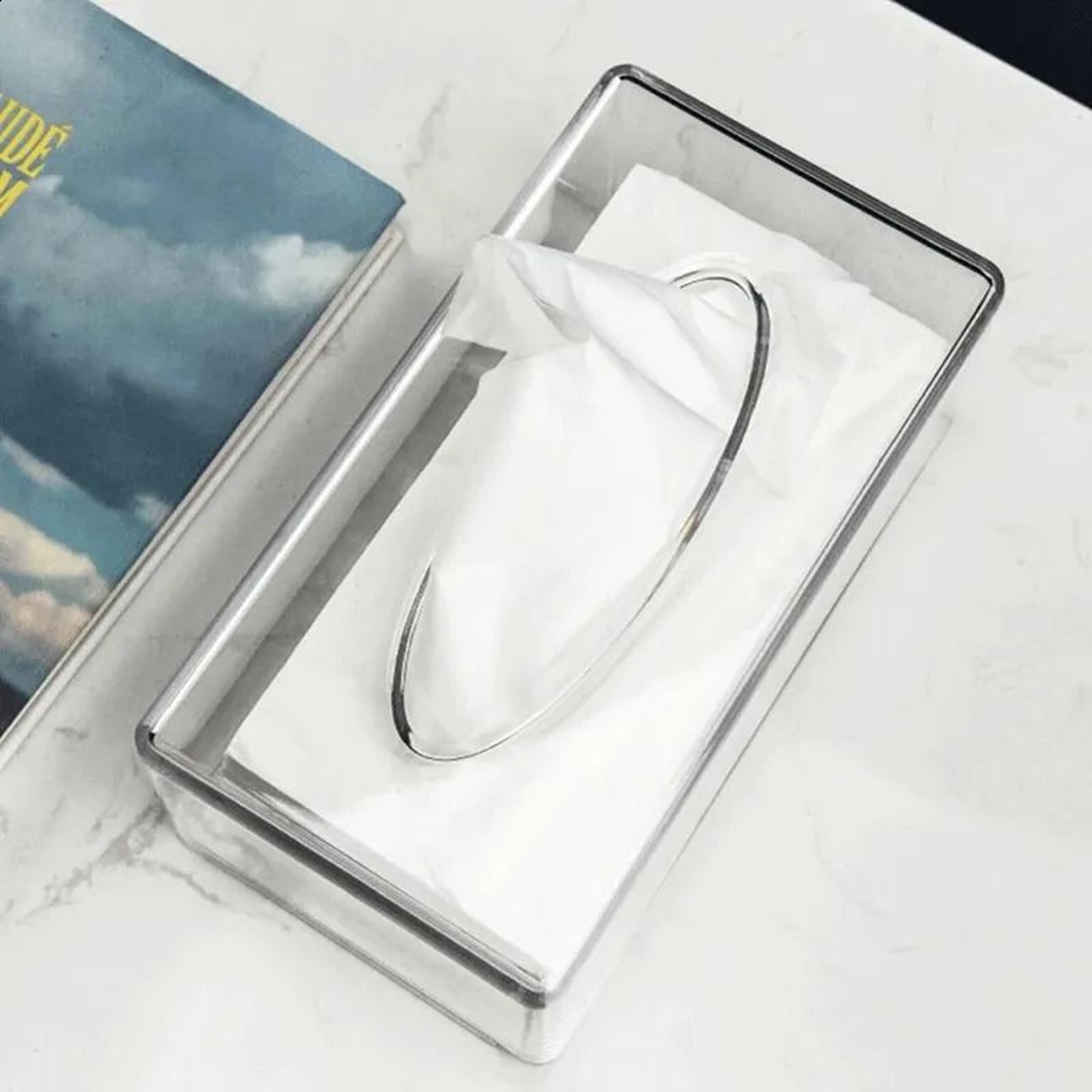 Clear Acrylic Tissue Box Holder With SlideOff Lid For Home Office And Car 2
