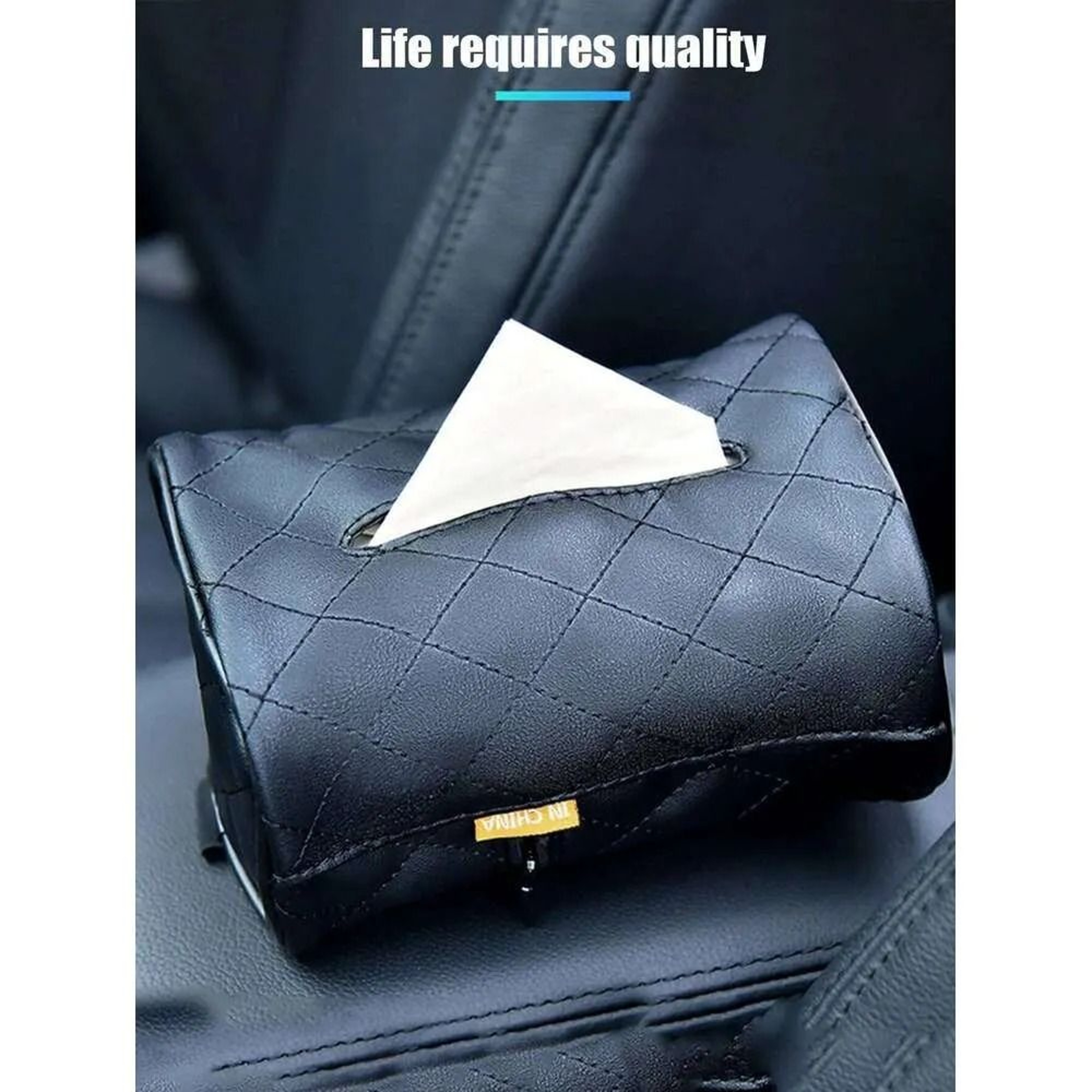 Leather Car Tissue Box Backrest Organizer 2
