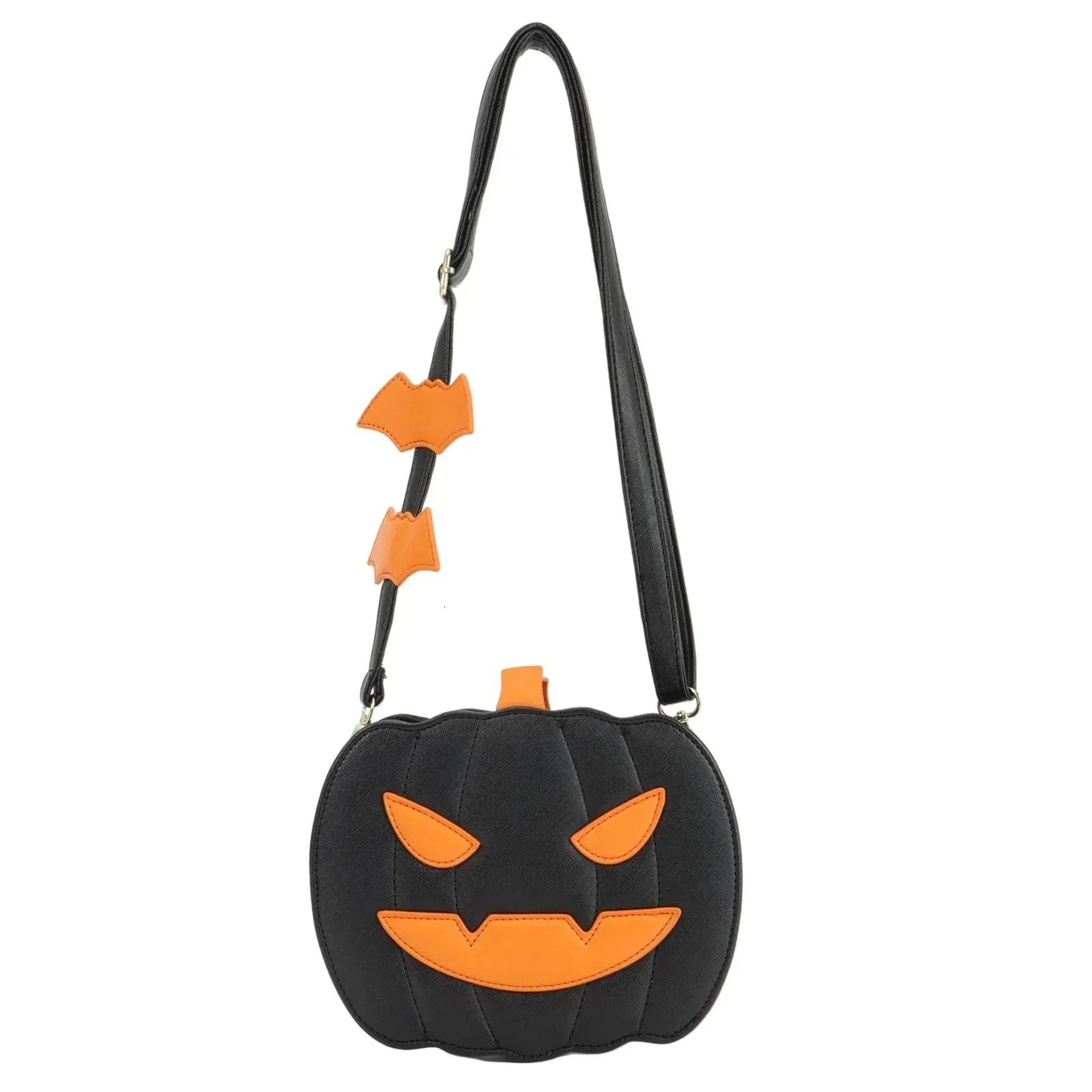 Halloween Pumpkin Bag With Ghost Skull Accent 0