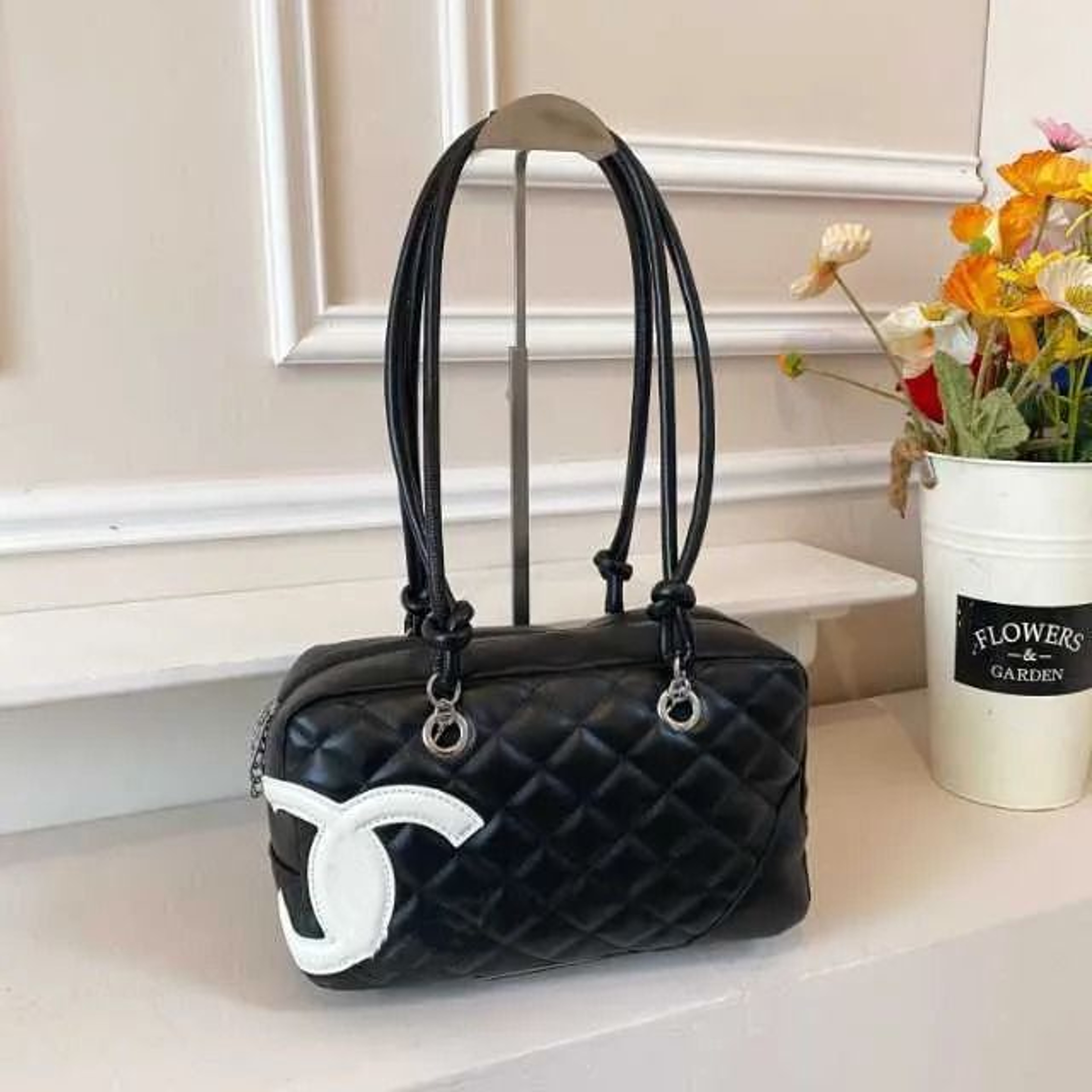 Small Vintage Checkered Bowling Shoulder Bag 0