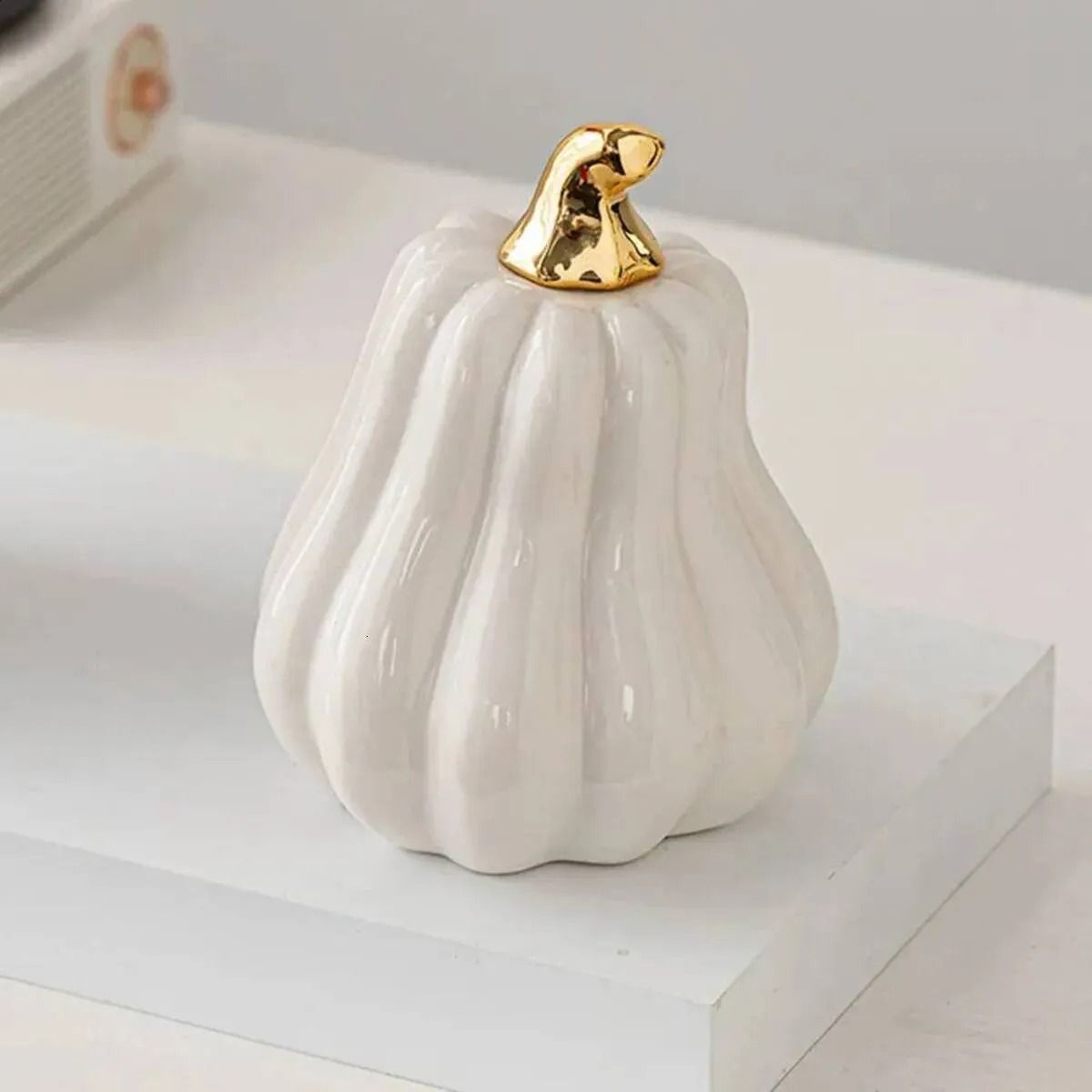 Ceramic Pumpkin Figurine For Halloween And Harvest Decor 0