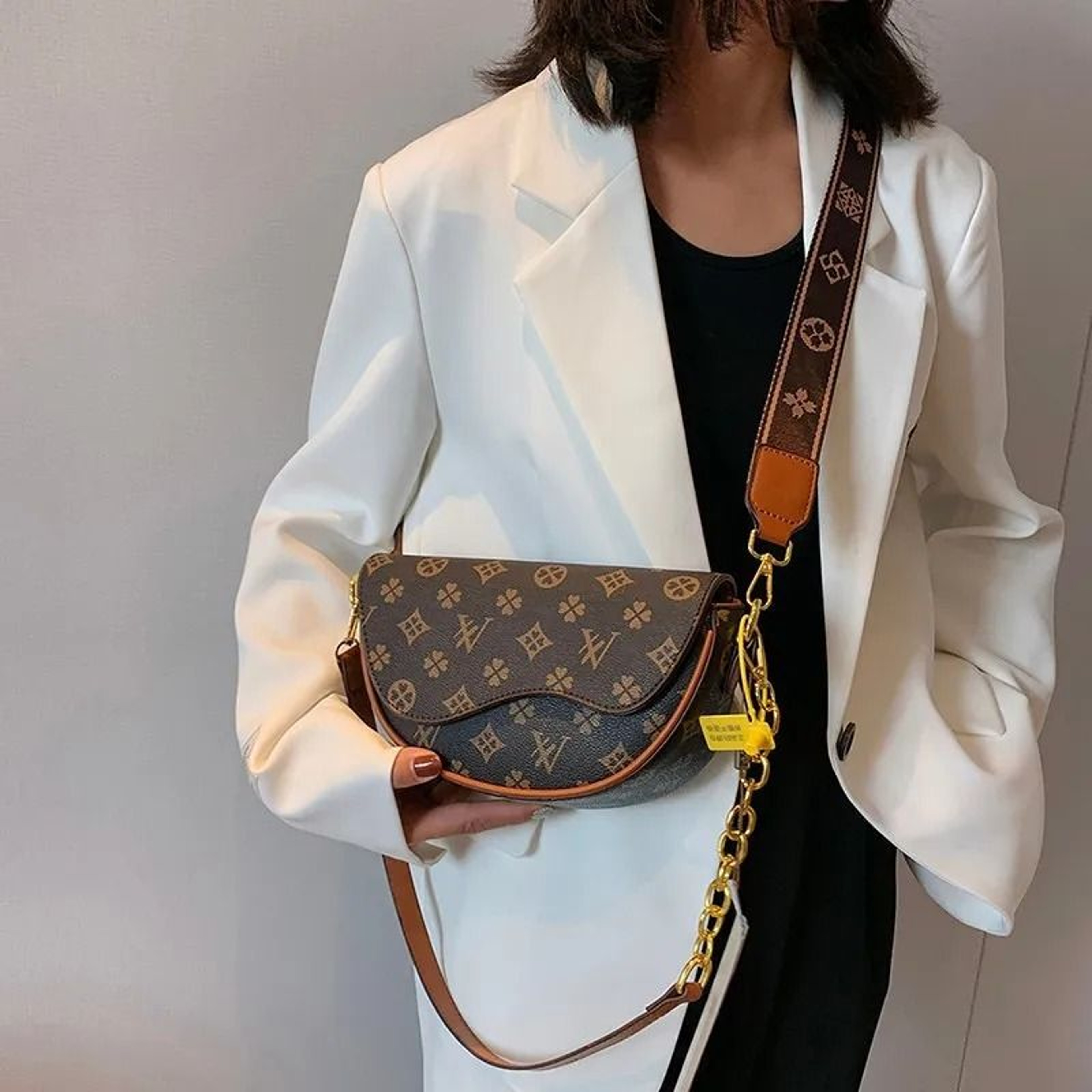 SemiCircle Saddle Crossbody Bag With Adjustable Shoulder Strap 2