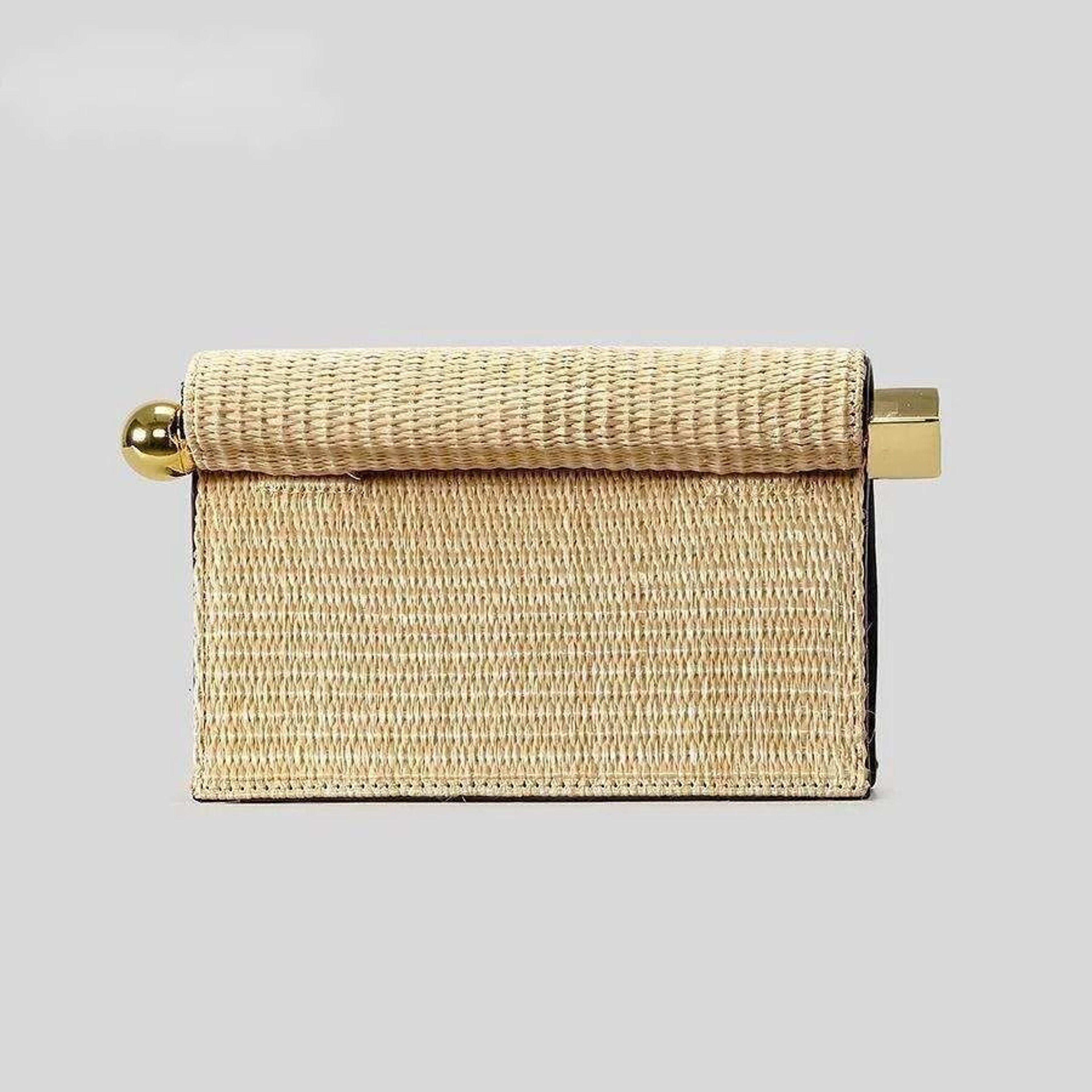 Foldable Straw Woven Crossbody Bag With Adjustable Strap 2