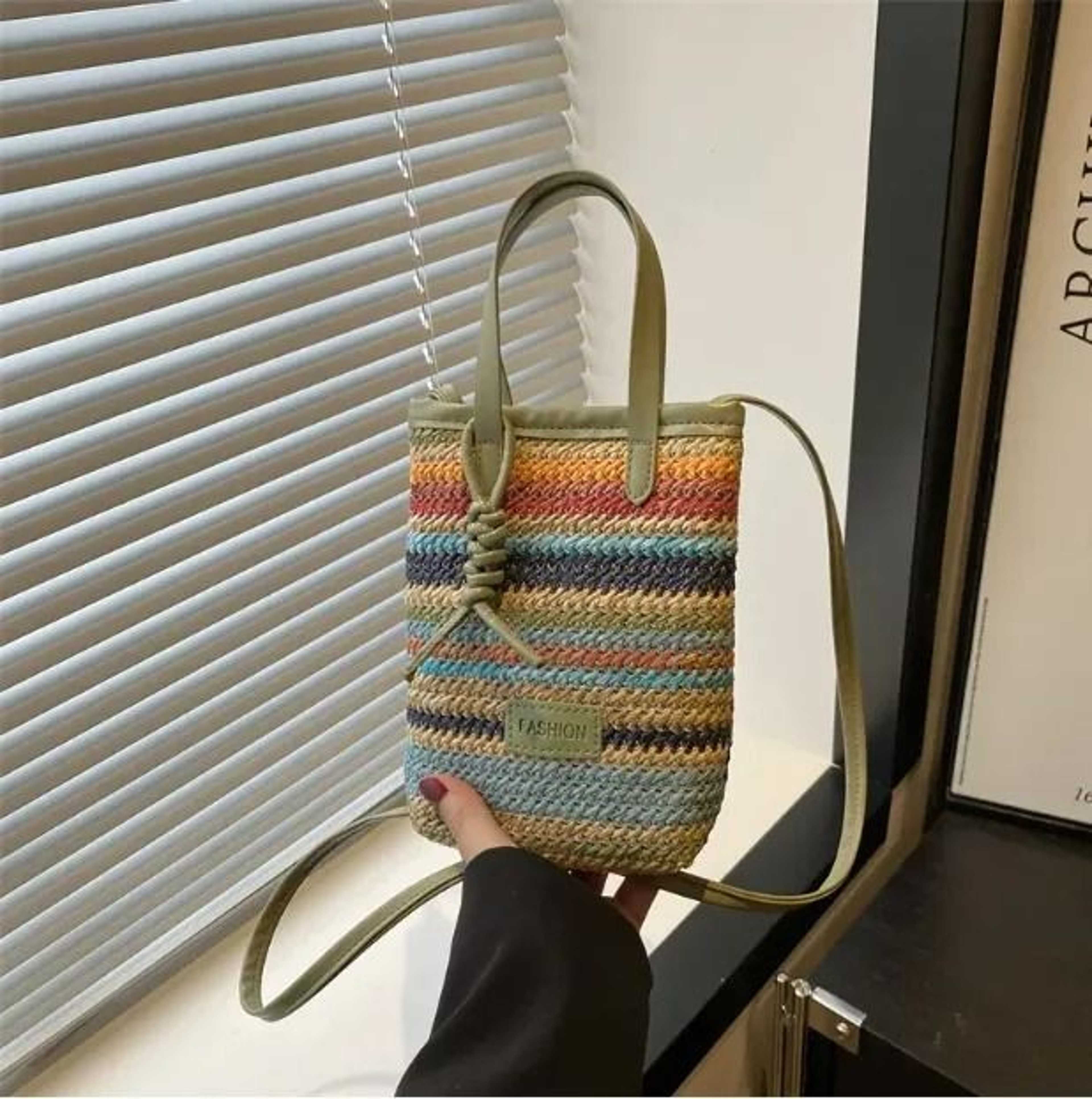 Straw Crossbody Bag With Adjustable Strap For Beach And Vacation 2