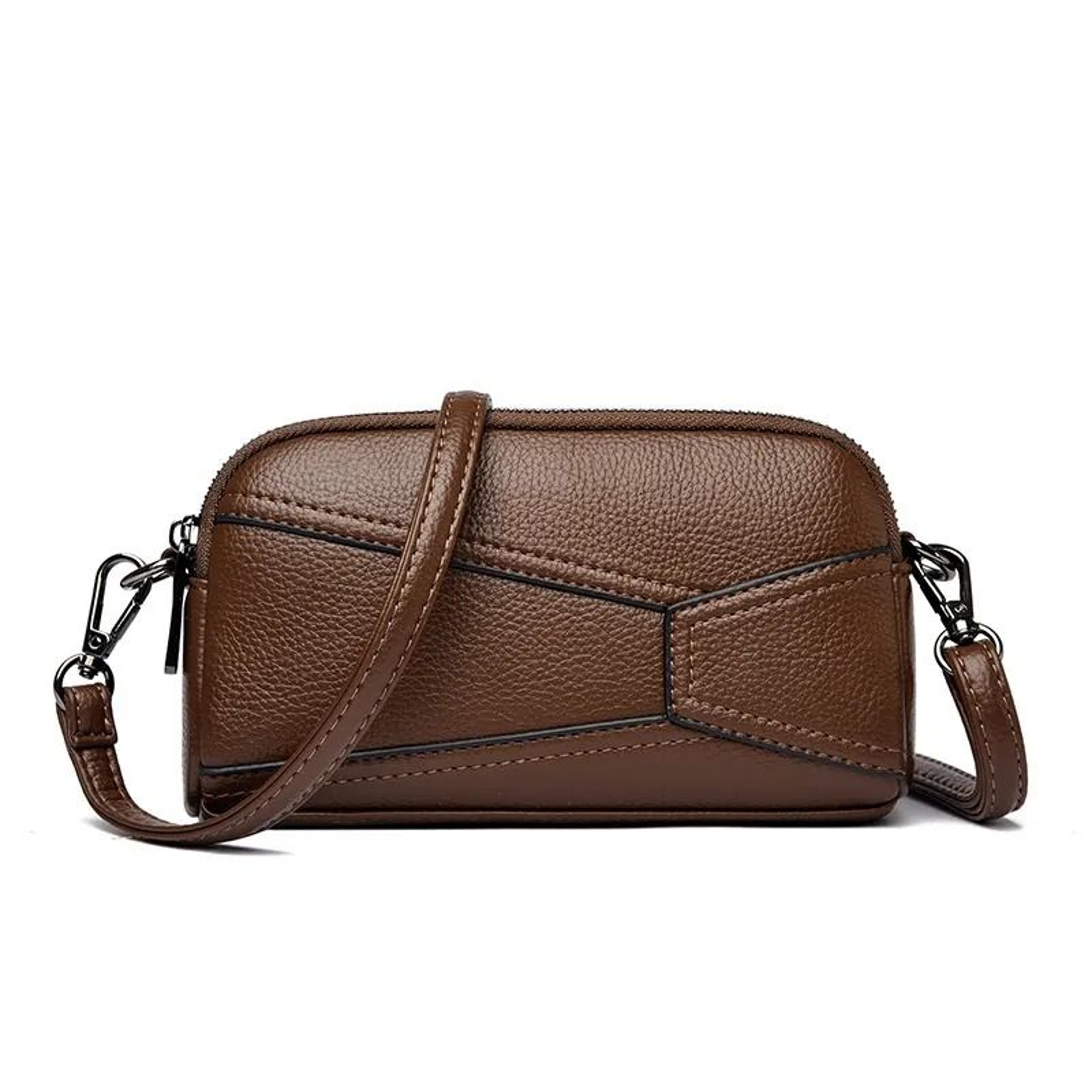 Soft Leather Crossbody Bag With DoubleLayer Zipper 1