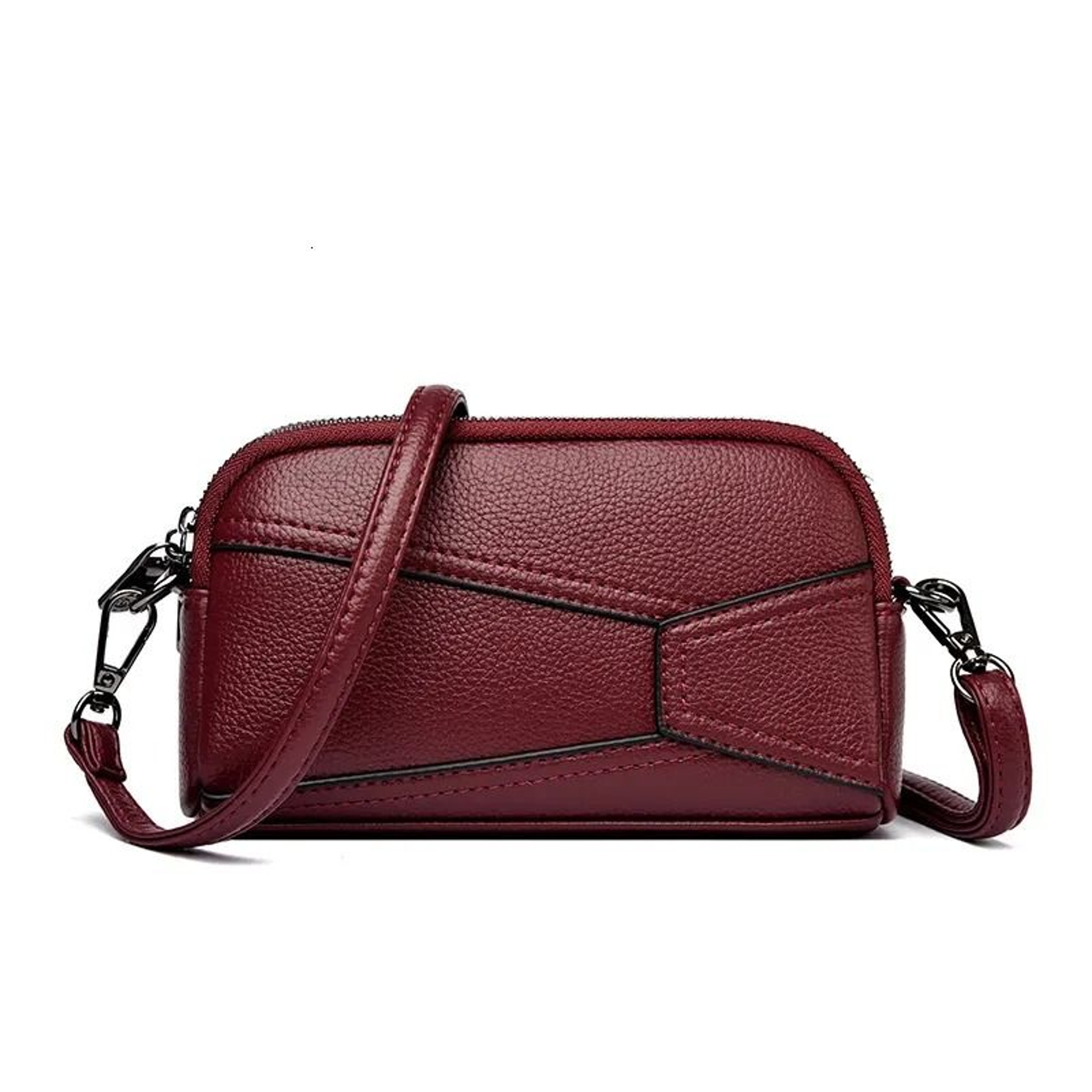 Soft Leather Crossbody Bag With DoubleLayer Zipper 3