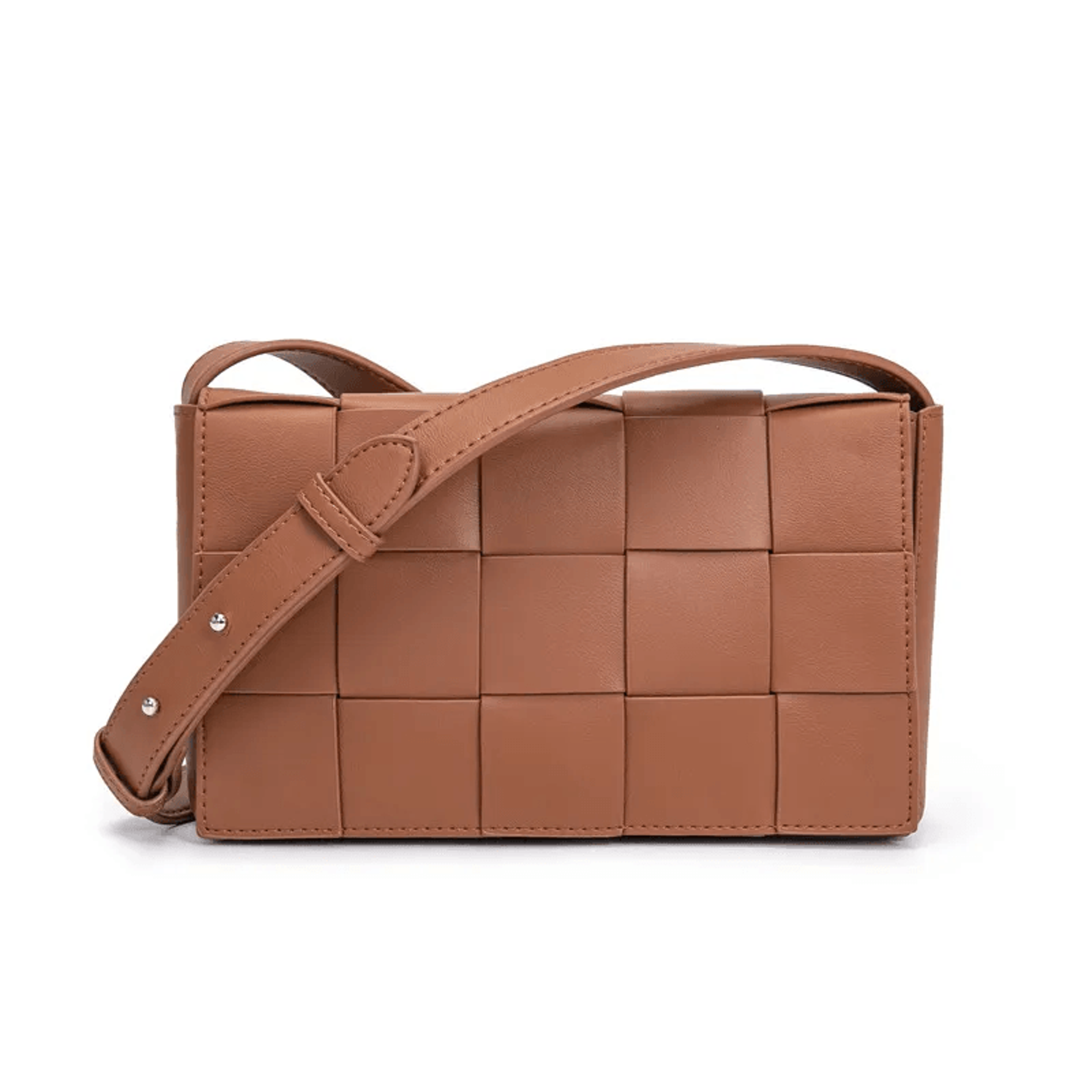 Woven Checkered Crossbody Shoulder Bag With Adjustable Strap 1