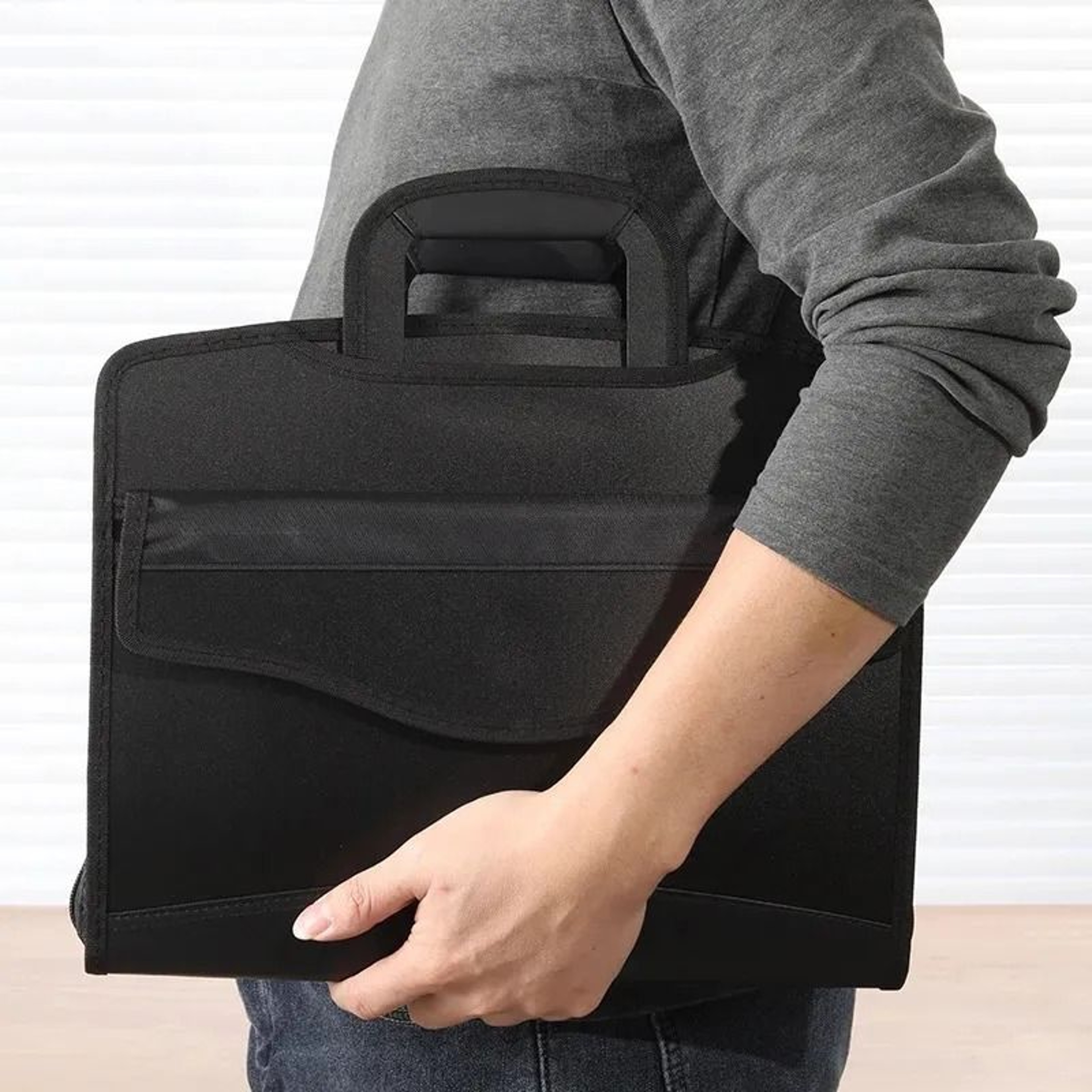 Neoprene Document Organizer Bag With Compartments And Zipper Closure 2