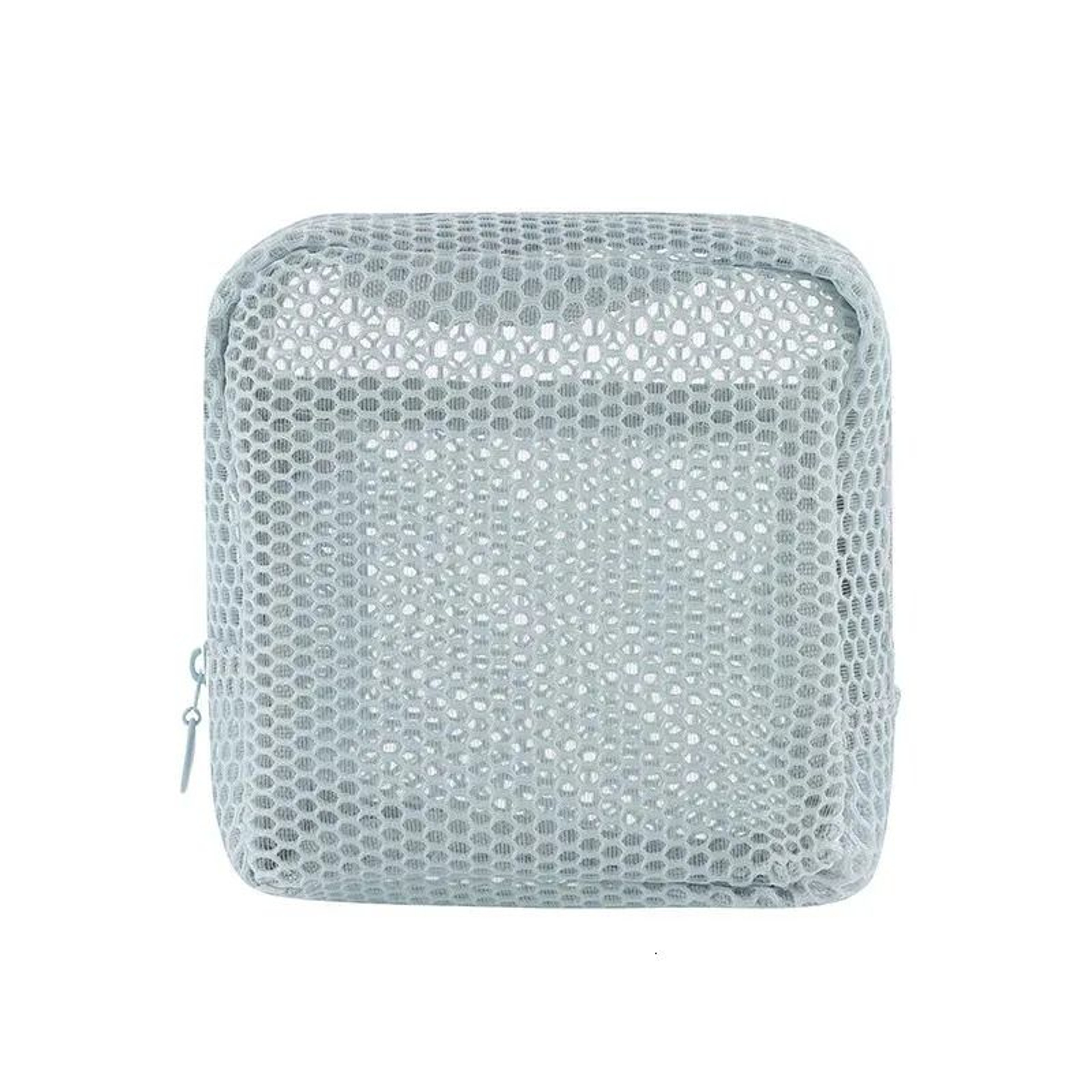 Square Mesh Cosmetic Bag With Zipper For Makeup And Small Essentials 0