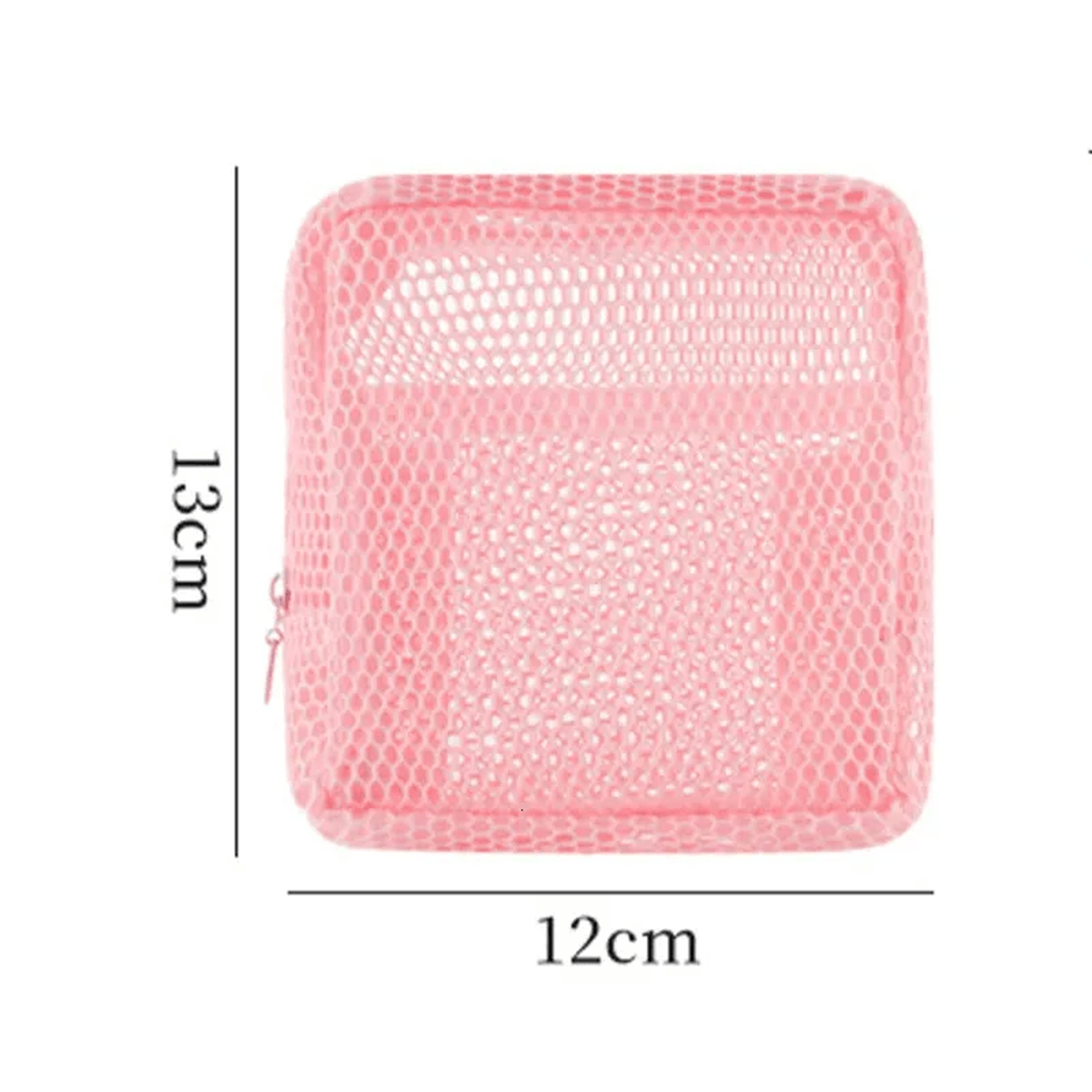 Square Mesh Cosmetic Bag With Zipper For Makeup And Small Essentials 3