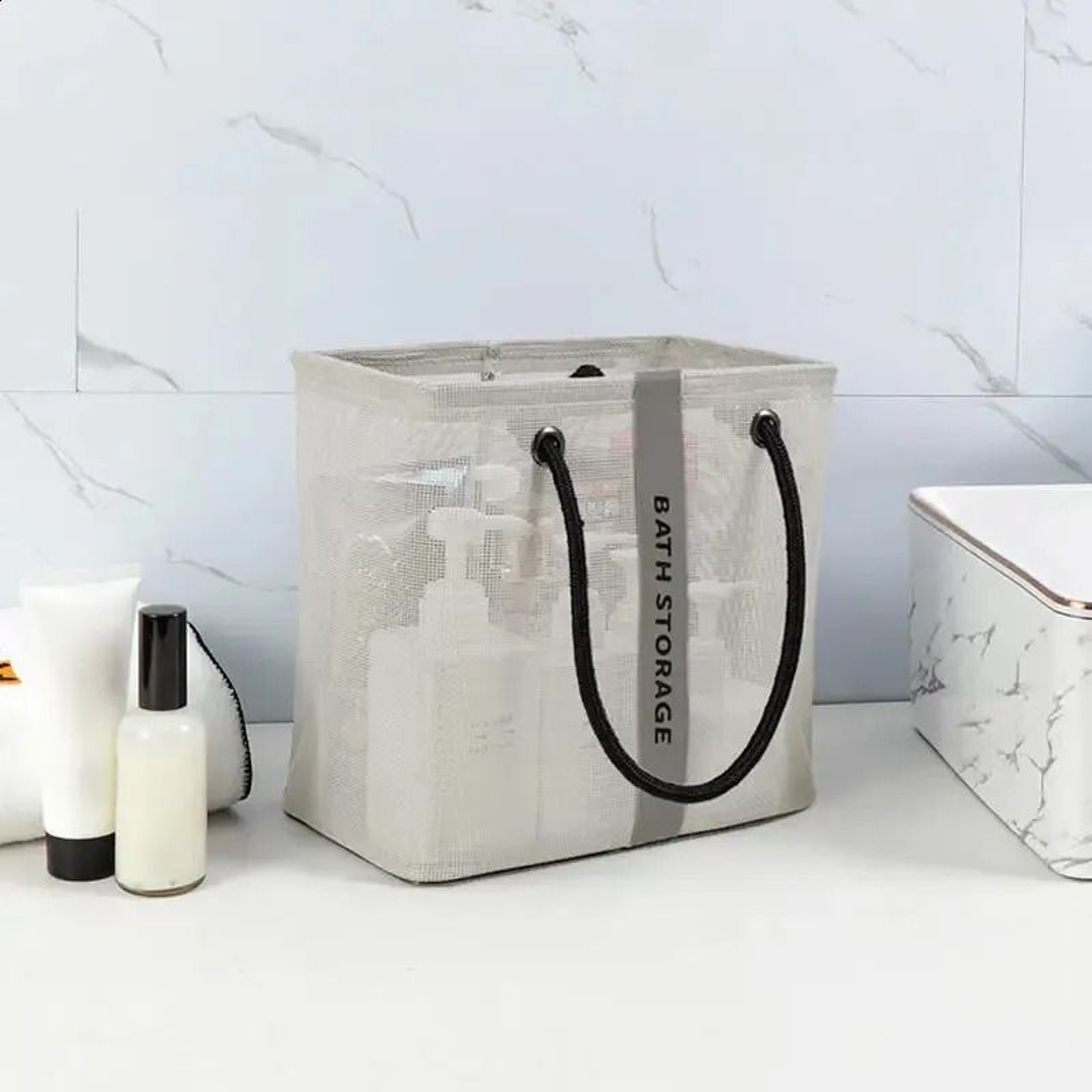 Portable Mesh Toiletry Bag With QuickDrying Design And Carry Handle 1