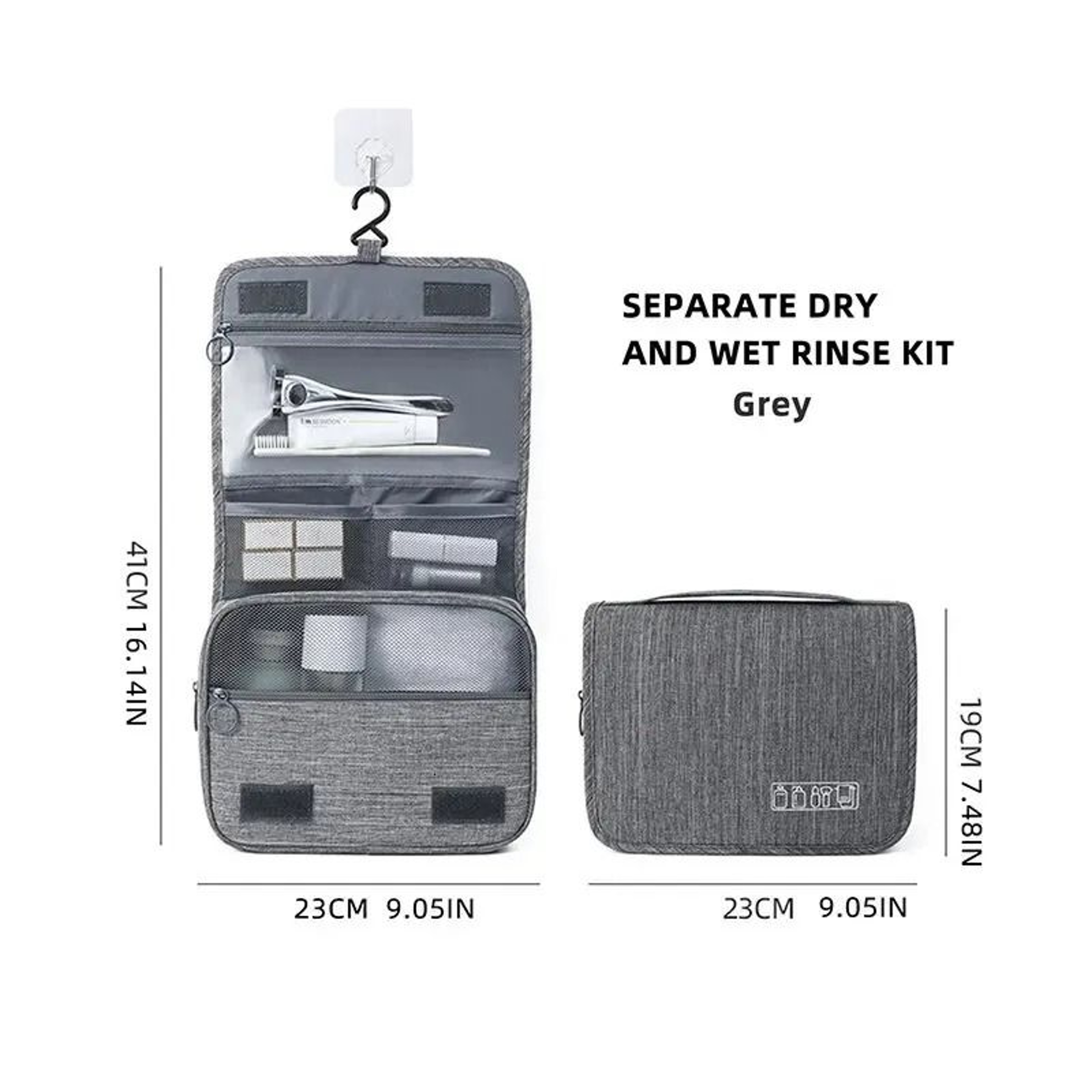 Foldable Hanging Toiletry Bag With Hook And Multiple Storage Compartments 2