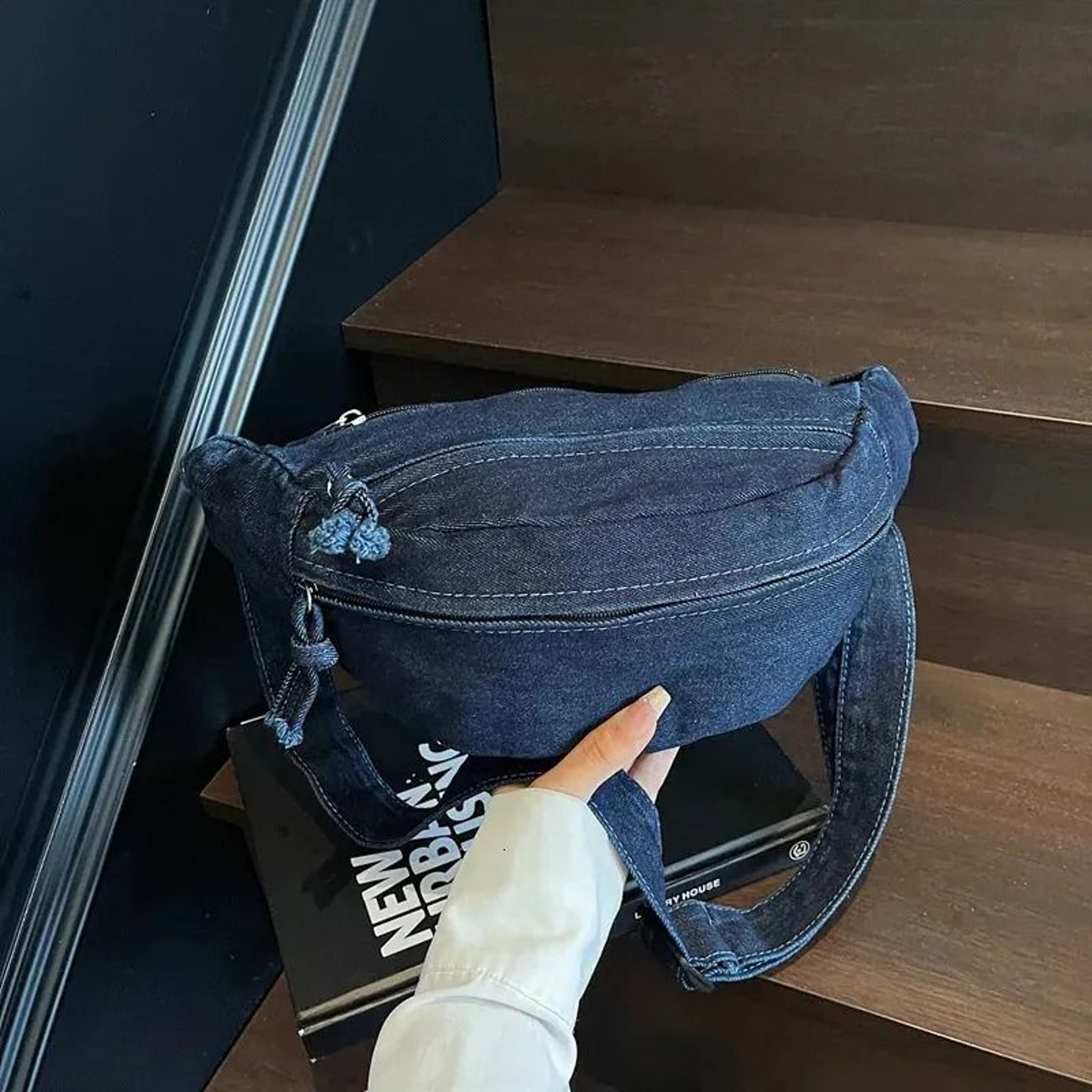Denim Crossbody Chest Bag With Adjustable Strap For Men And Women 2