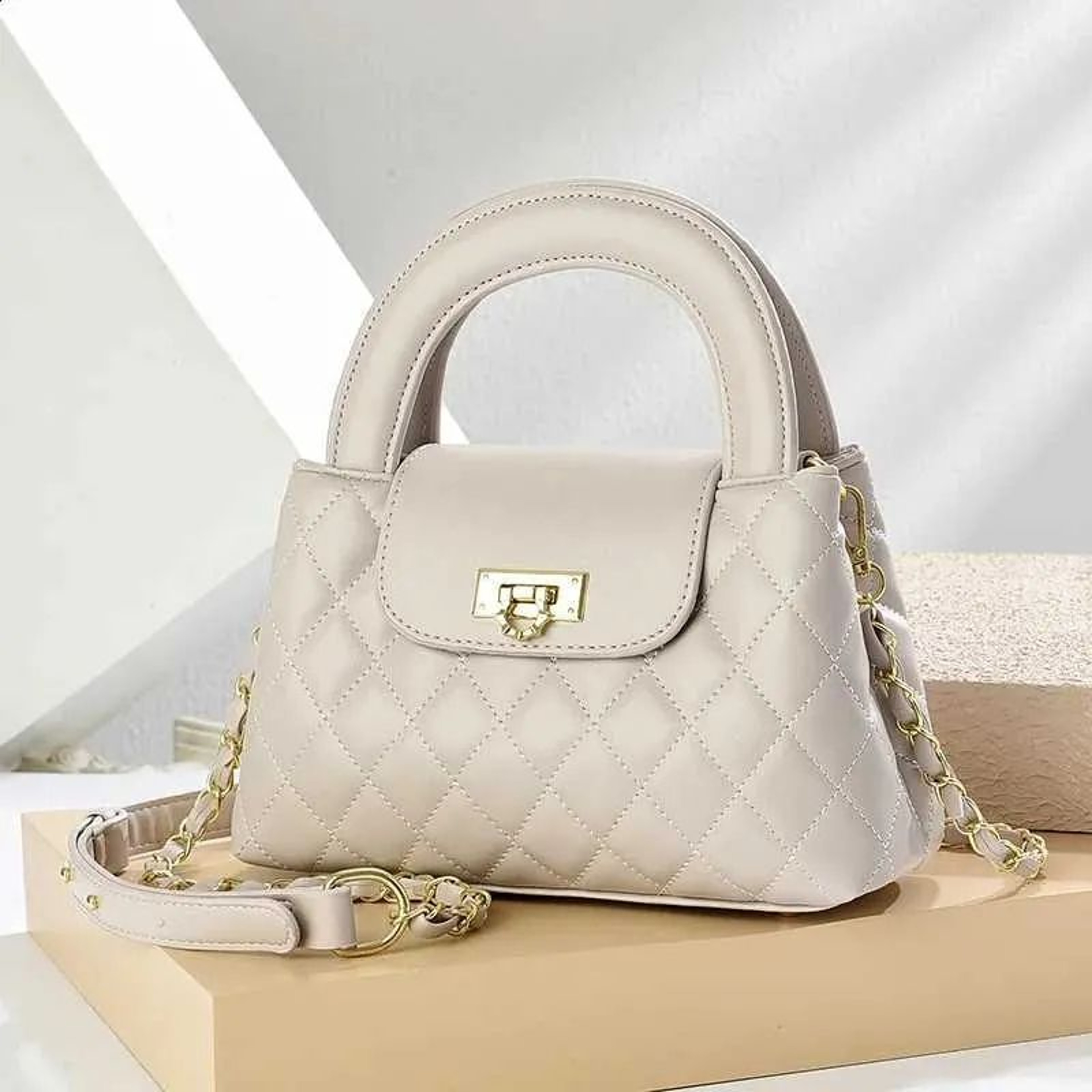 Womens Small PU Leather Crossbody Shoulder Bag With Diamond Grid Pattern 0