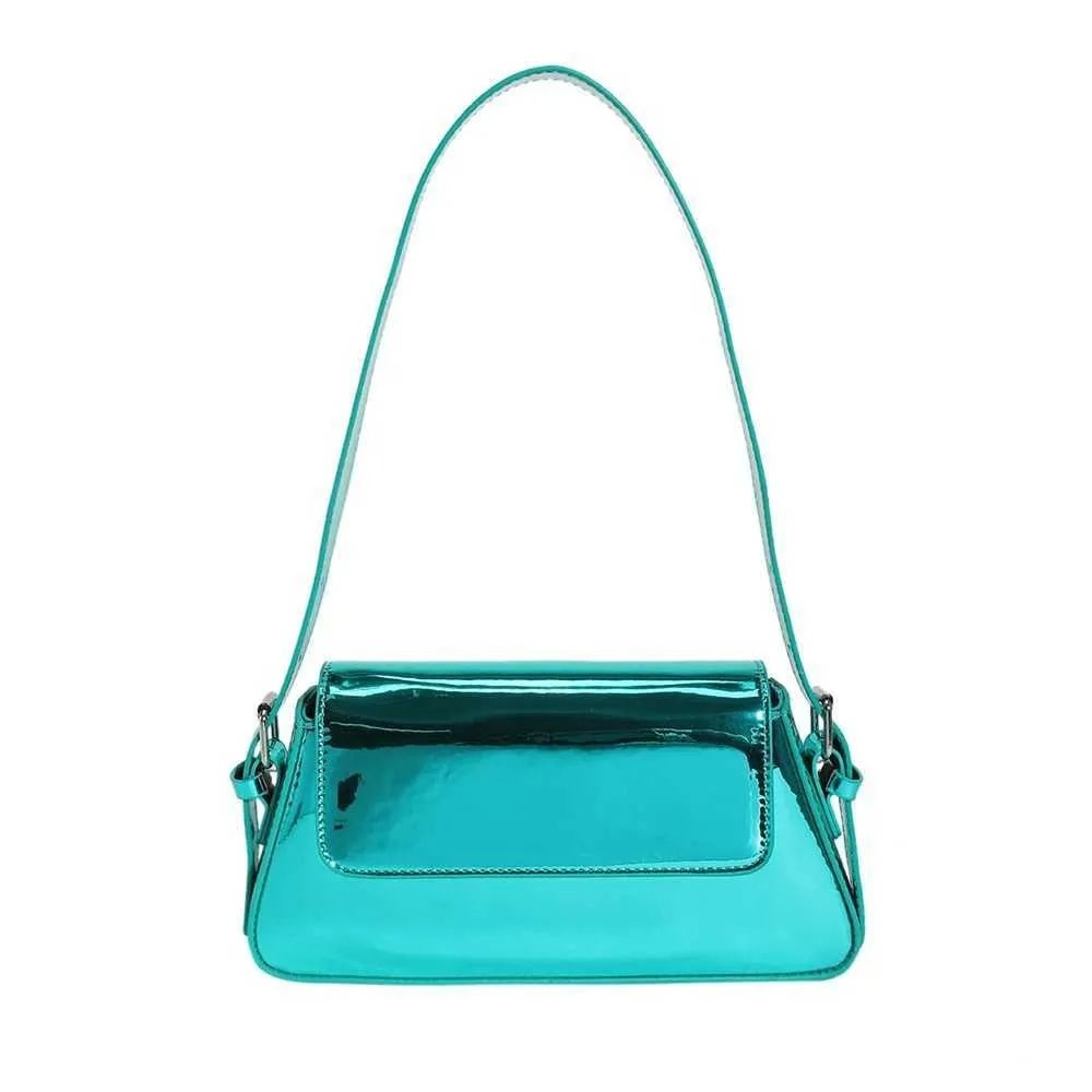 Glossy PU Leather Shoulder Bag For Women Classic Solid Color Underarm Purse 2