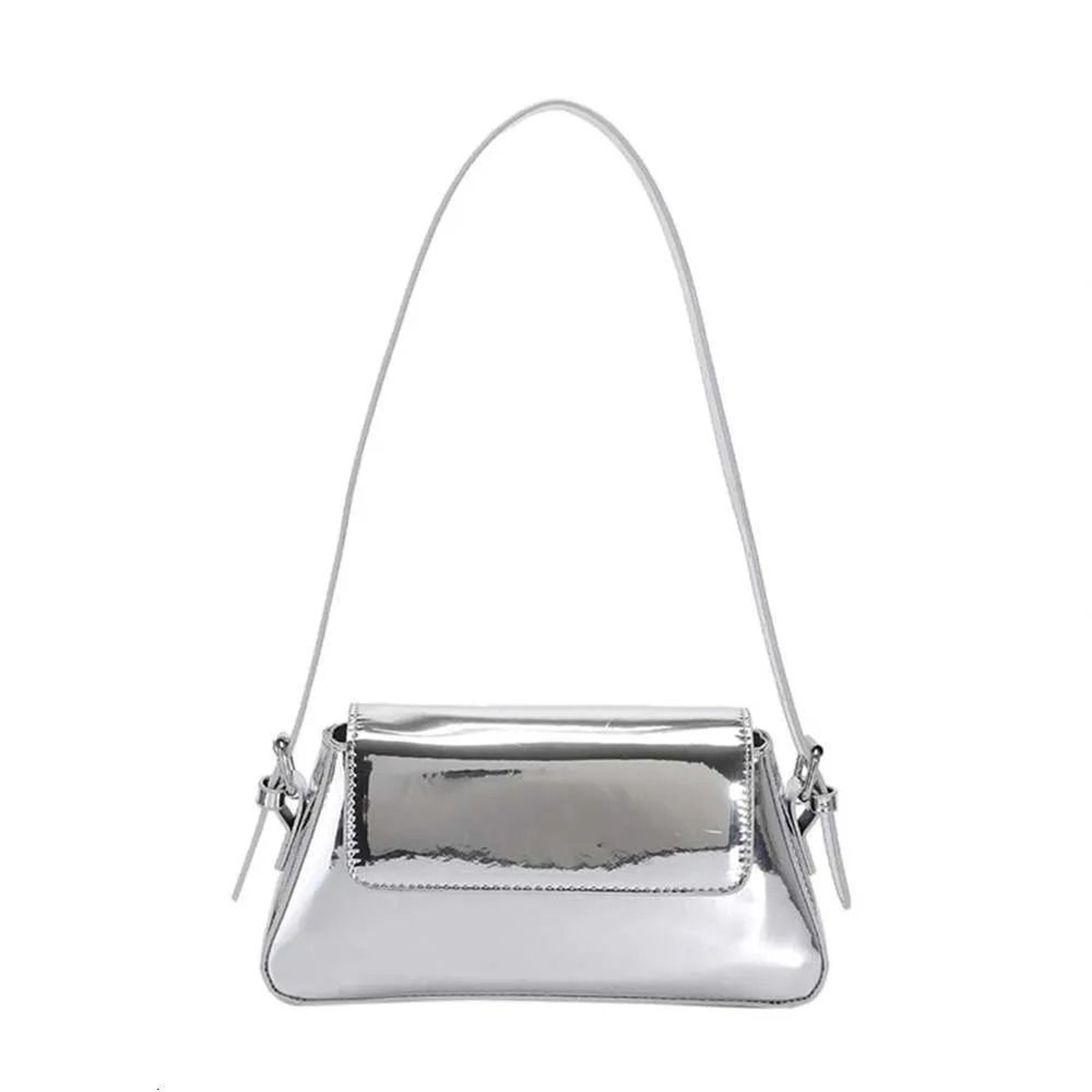 Glossy PU Leather Shoulder Bag For Women Classic Solid Color Underarm Purse 3