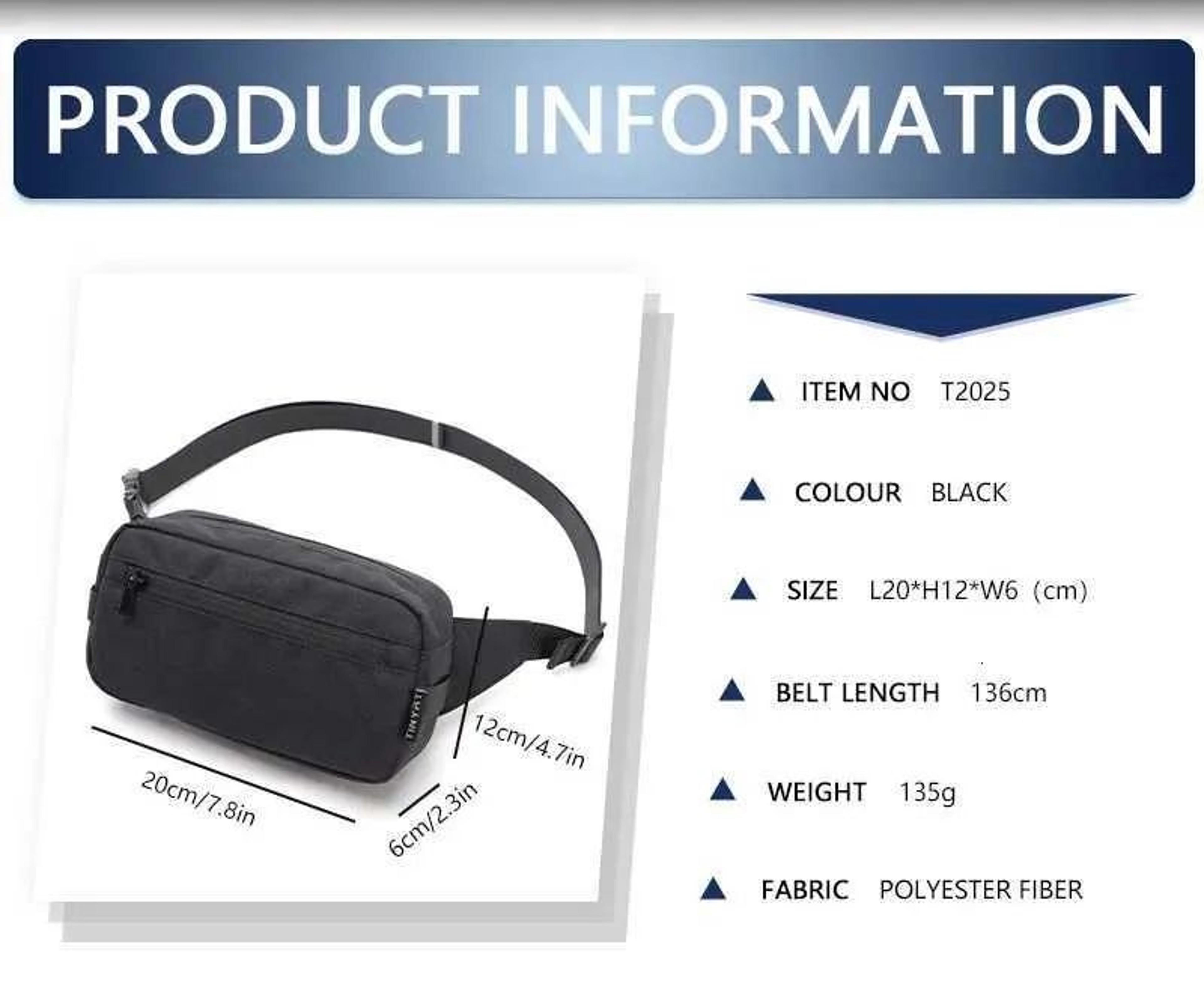 Nylon Fanny Pack With Adjustable Waist Strap And Multiple Pockets 2
