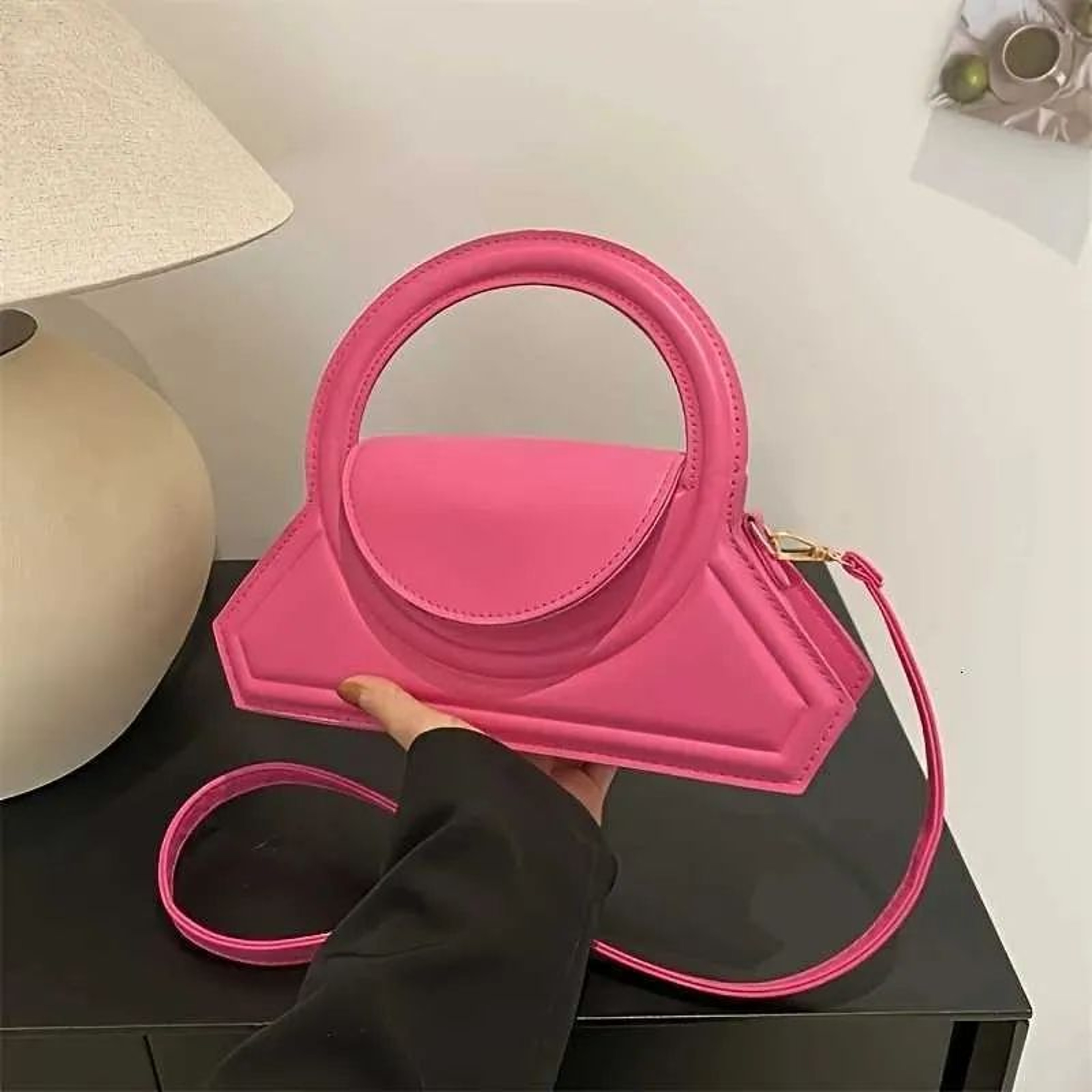 Square PU Leather Tote Bag Vintage Shoulder And Crossbody Handbag 4