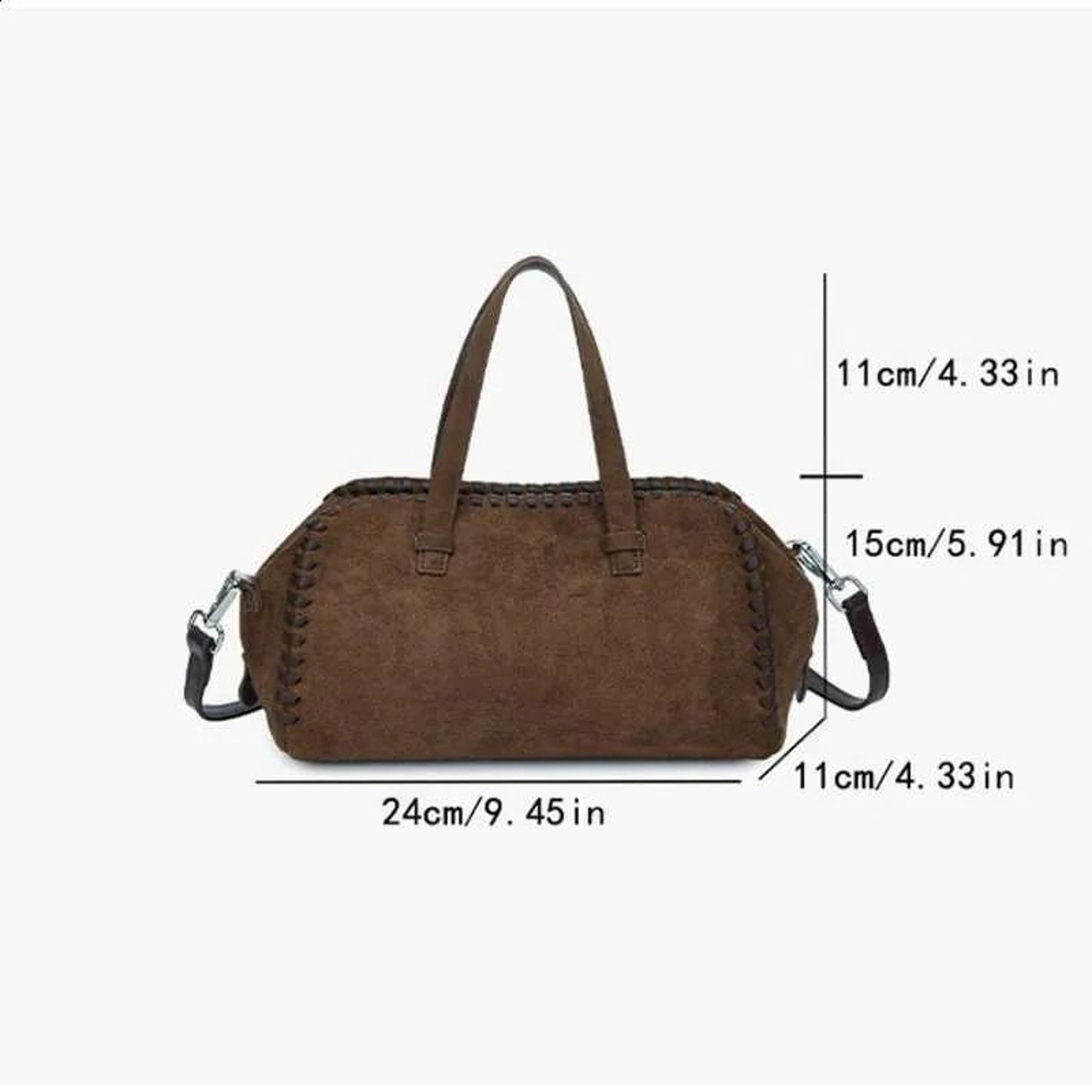 Women Vintage Boston Bowling Crossbody Bag With Frosted Faux Suede 3