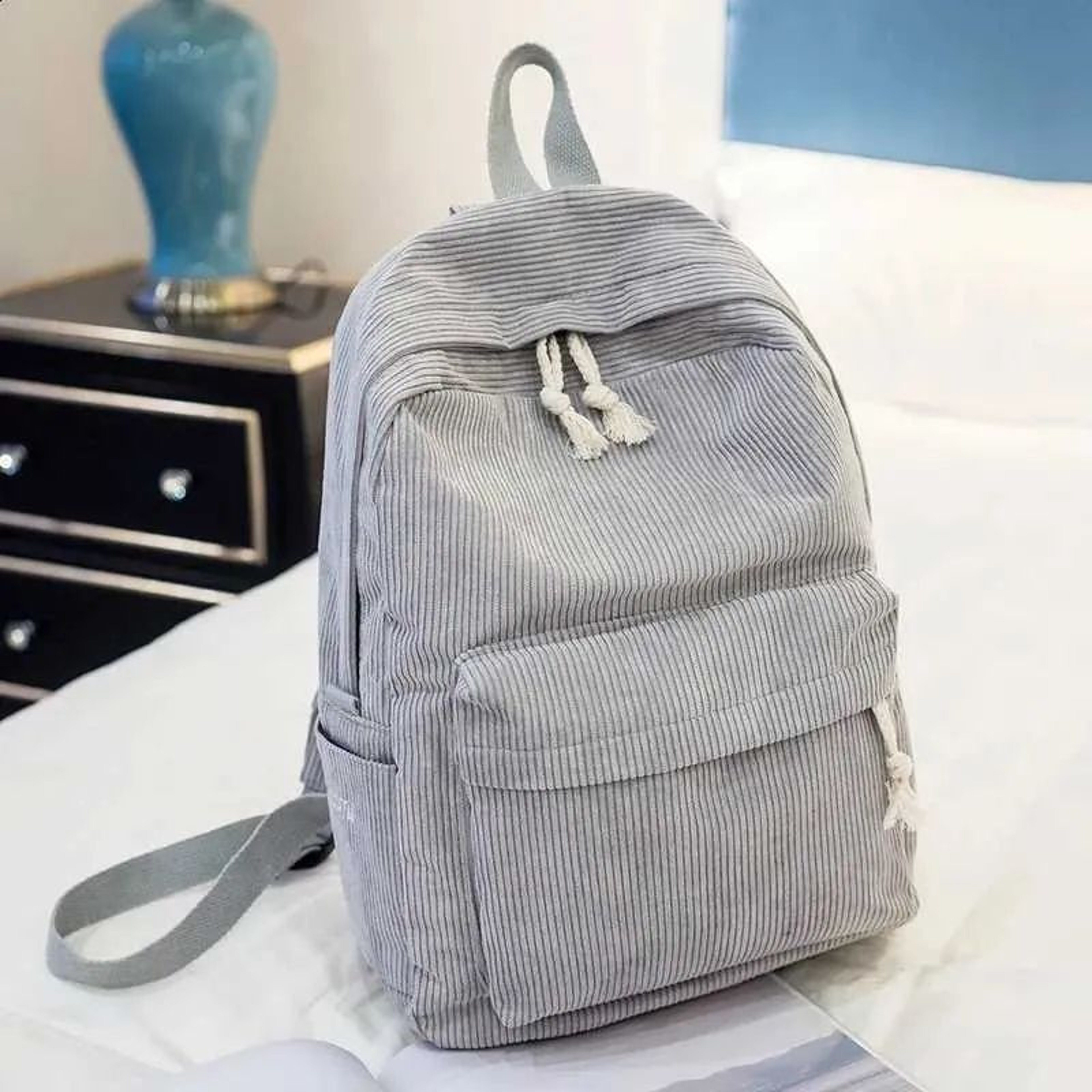 Solid Corduroy Backpack Personalized School And Travel Bag 3