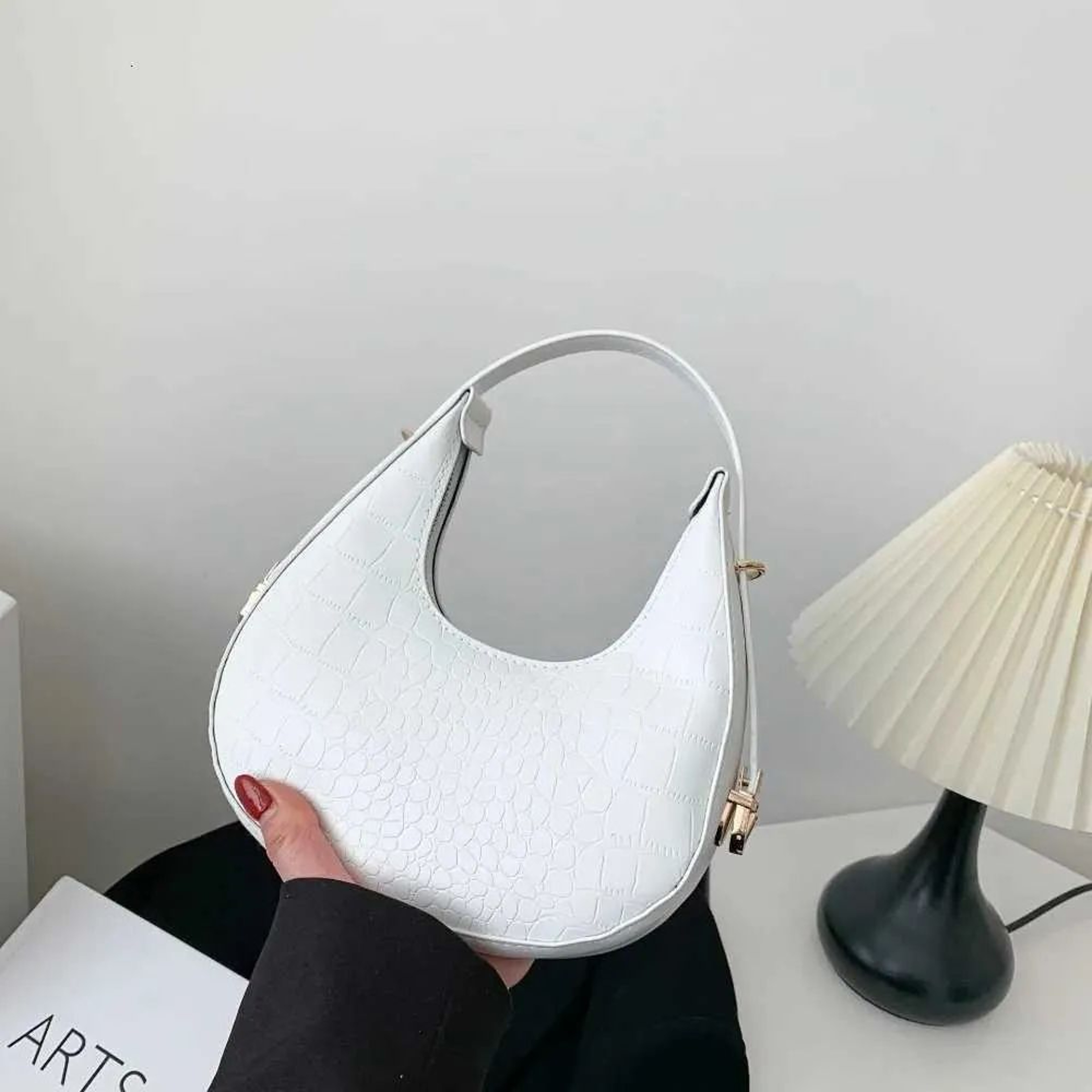Women PU Leather Shoulder Bag  Solid Color Small Tote Handbag 1