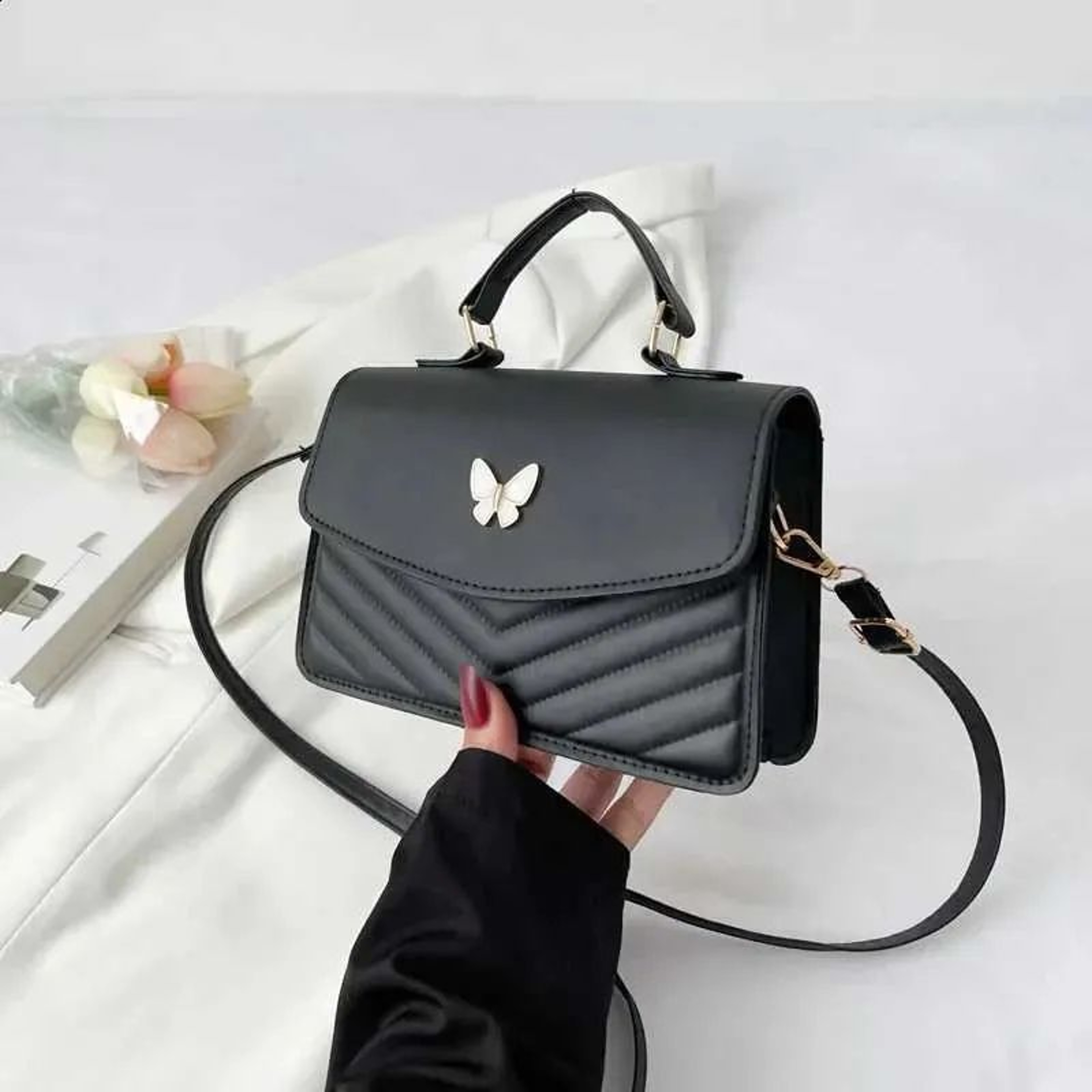 Womens Small Square Crossbody Bag In PU Leather Versatile Shoulder Handbag 1