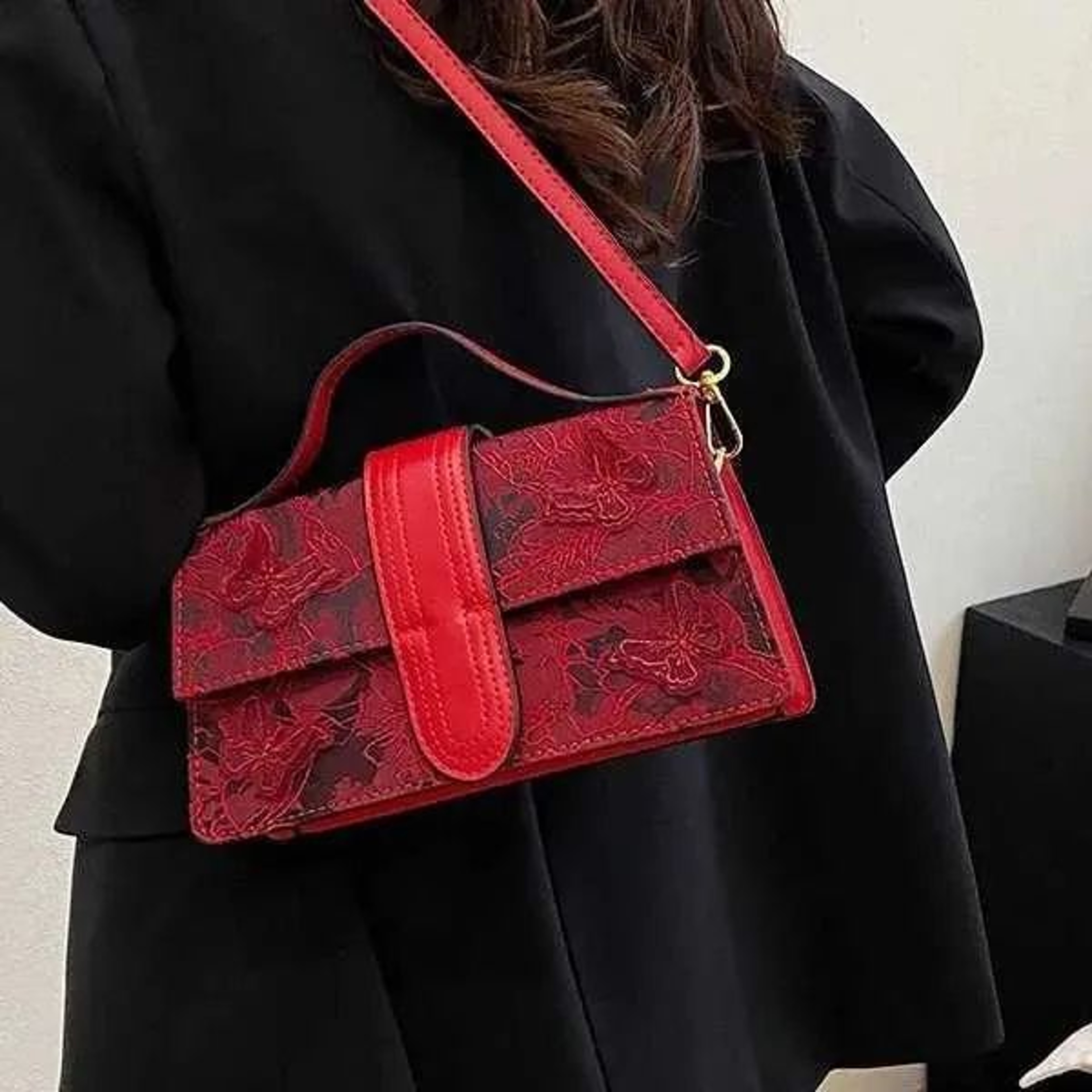 Womens Butterfly Crossbody Bag With PU Leather And Canvas Patchwork 6