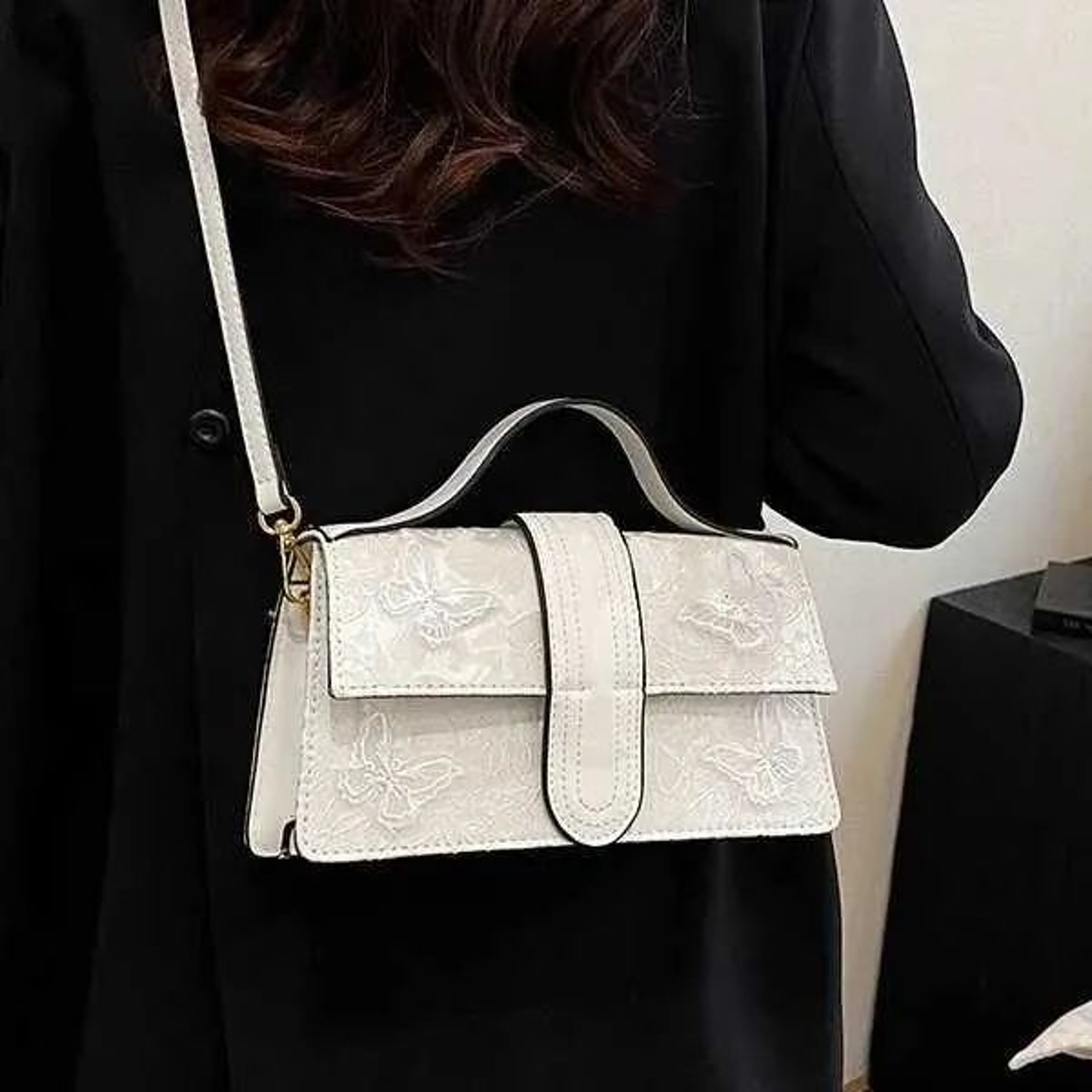 Womens Butterfly Crossbody Bag With PU Leather And Canvas Patchwork 5