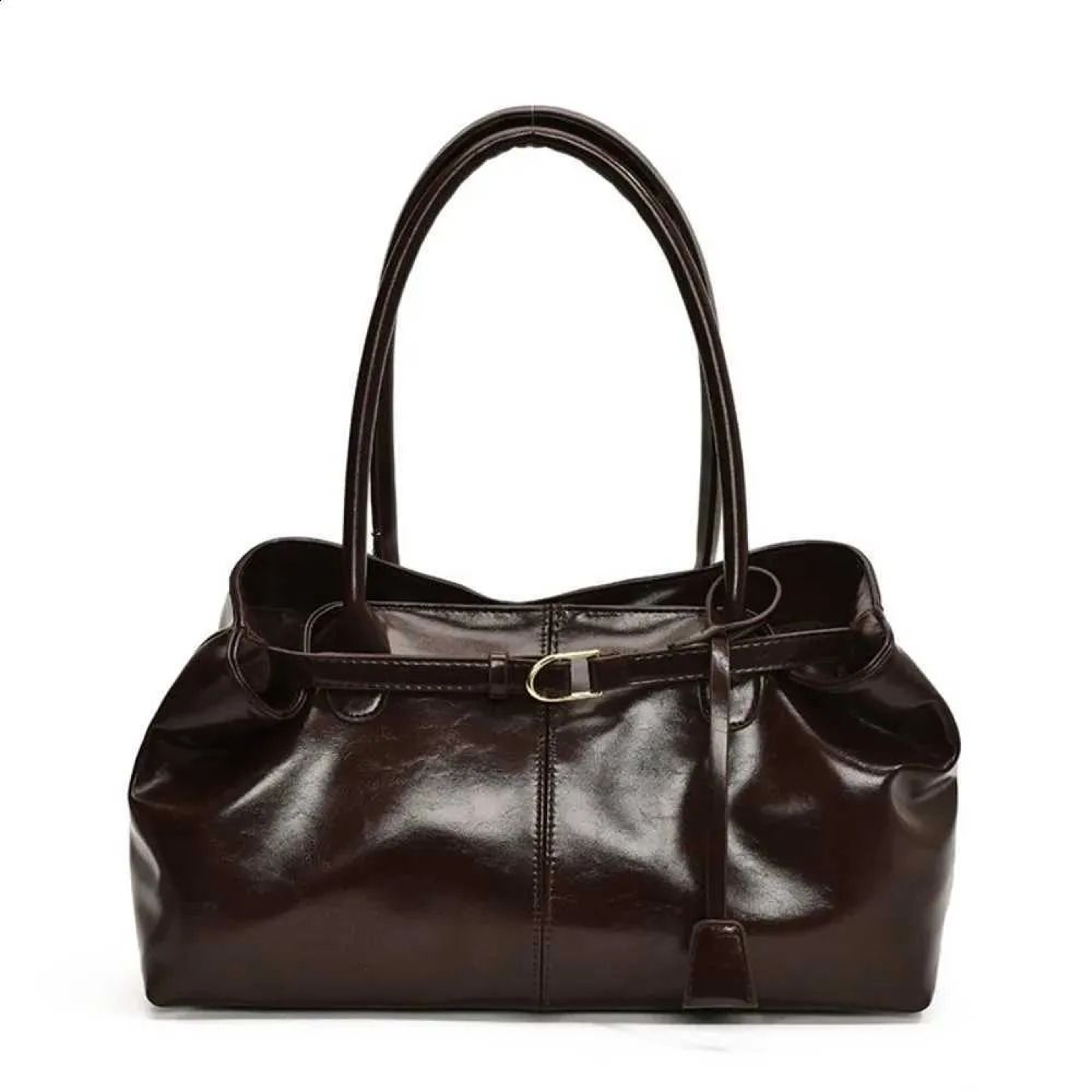 Vintage PU Leather Shoulder Tote Bag For Women With Large Capacity 2
