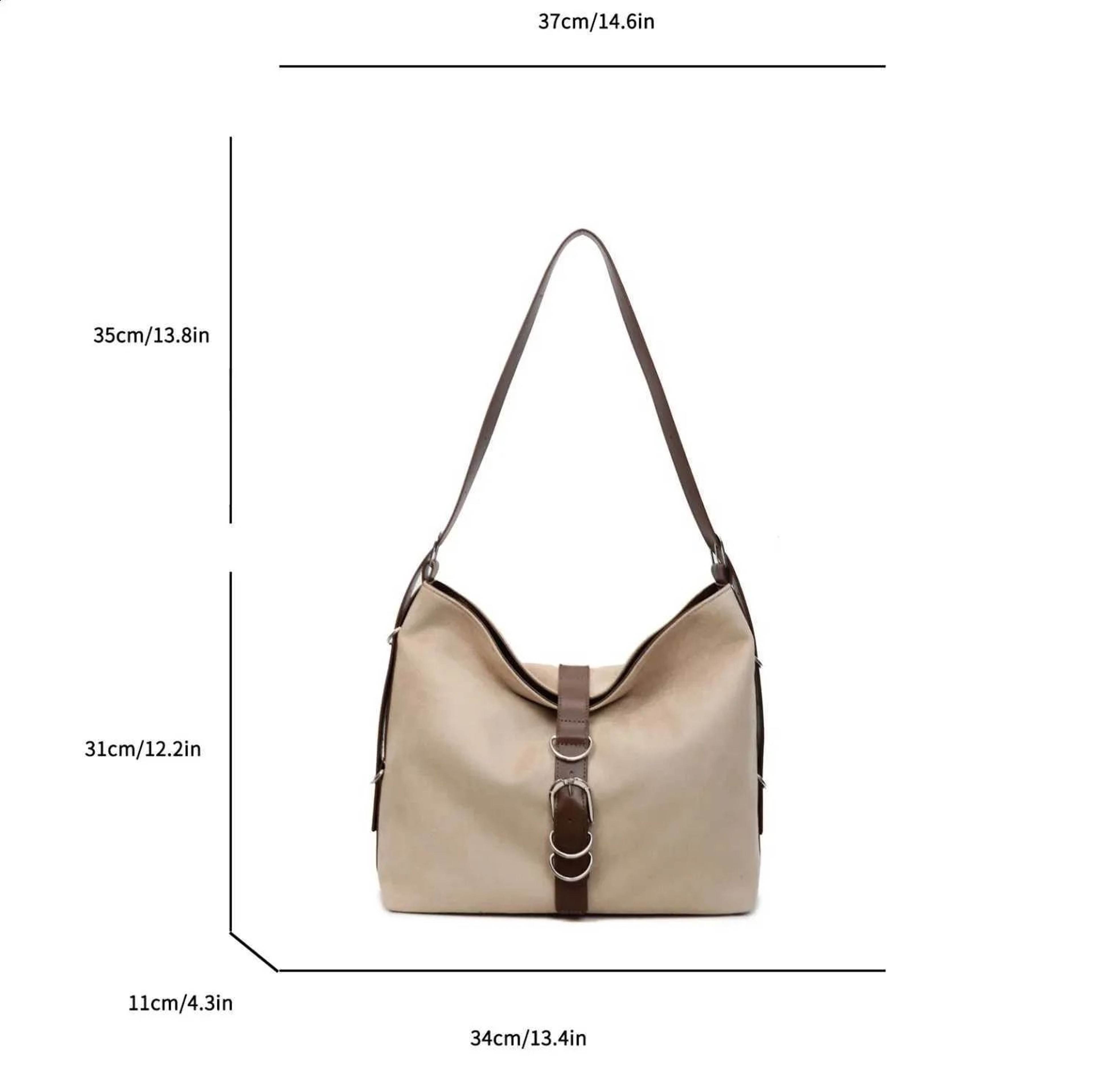 Large Khaki Suede Leather Bucket Shoulder Bag For Women 4