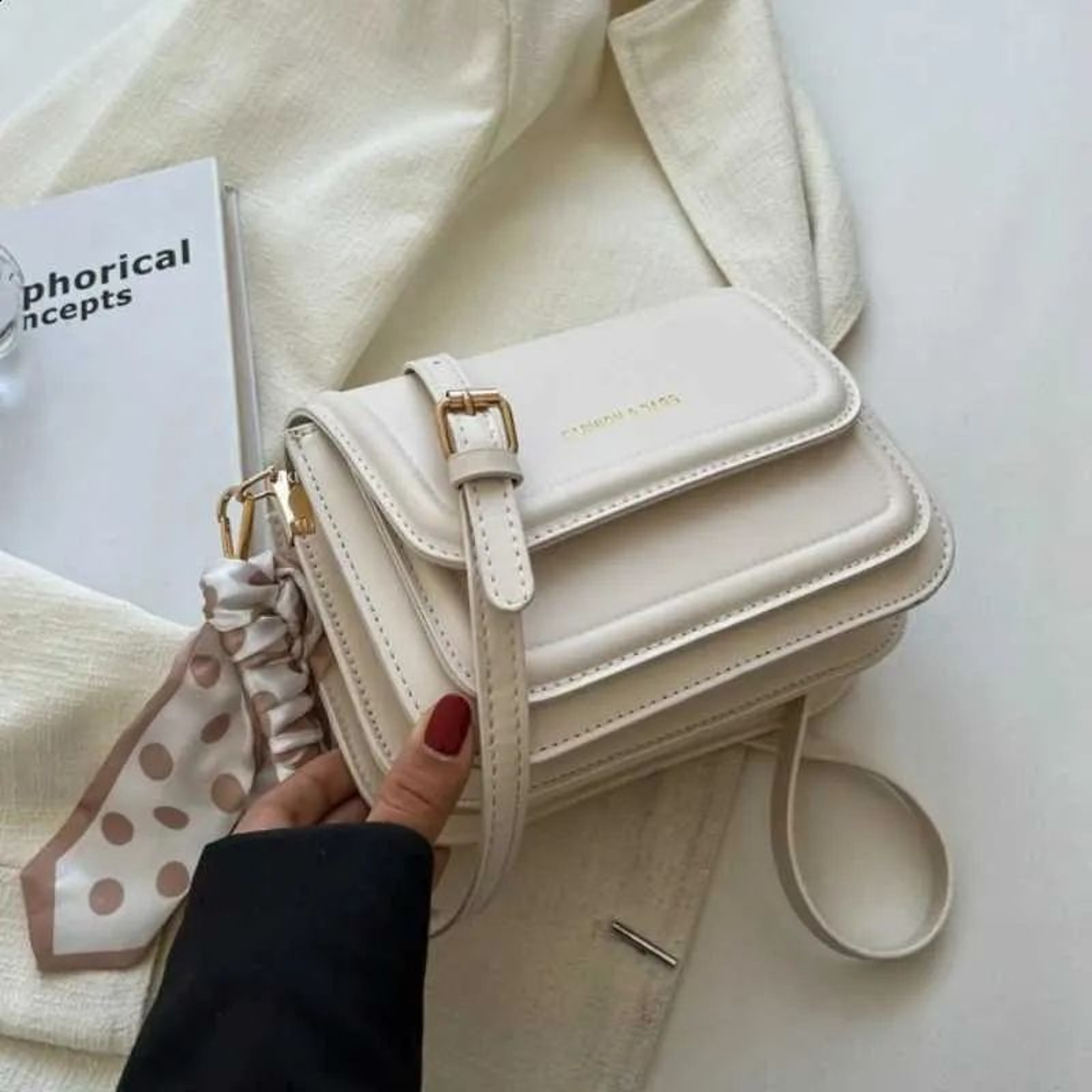 Womens PU Leather Small Square Shoulder Bag With Crossbody Strap 0