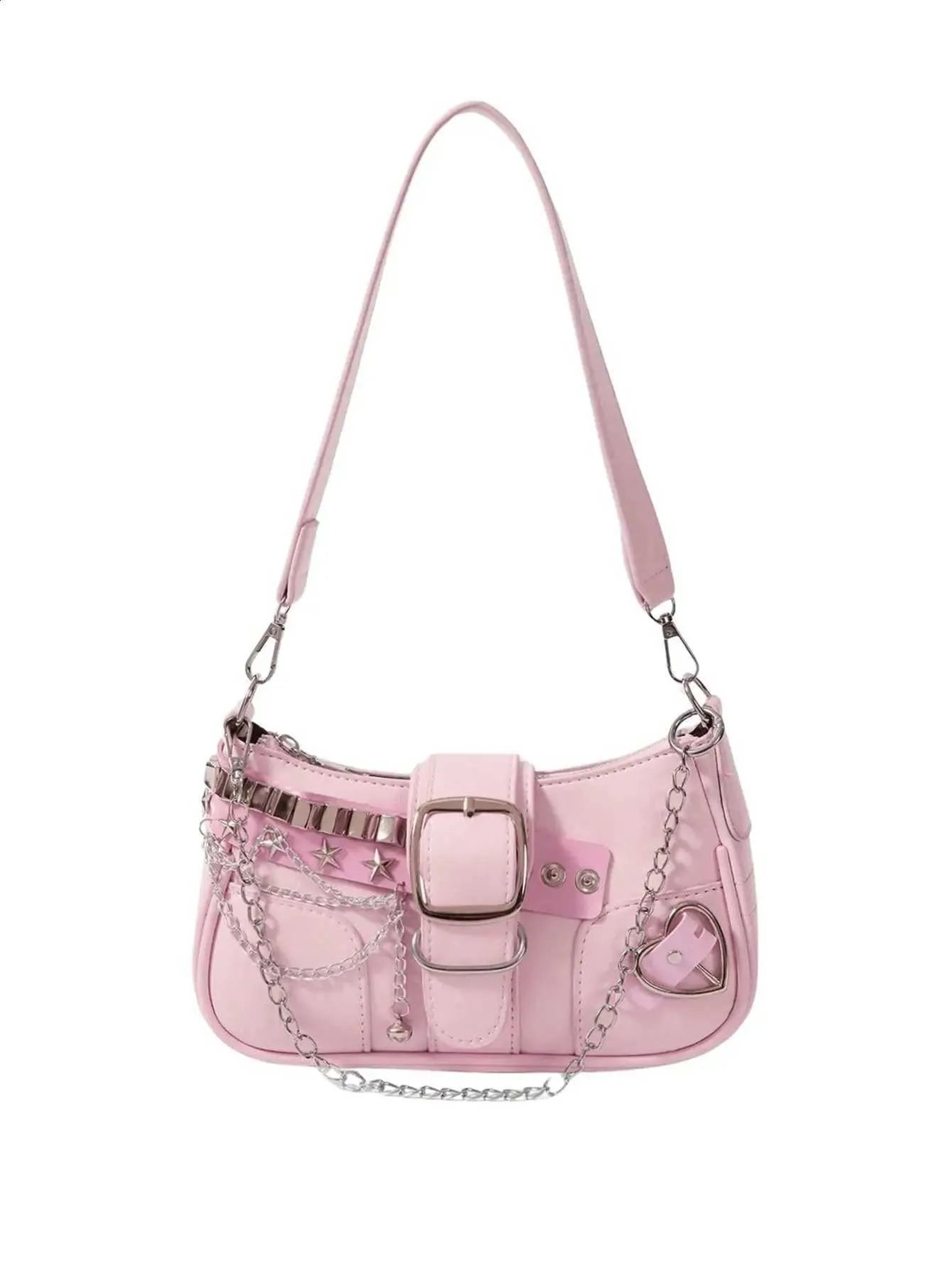 PU Leather Shoulder Bag For Women With Vintage Metal Chain Strap 0