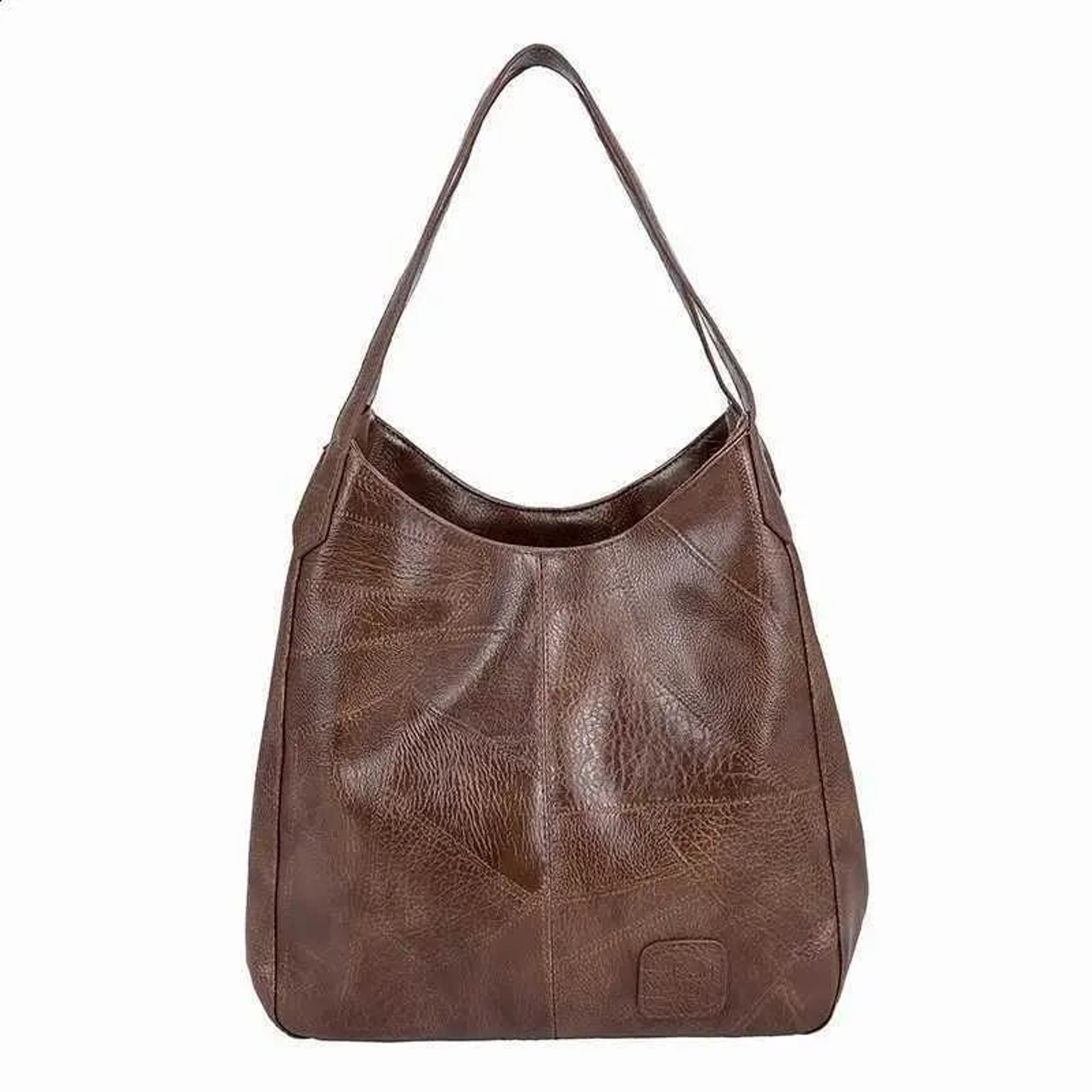 Women Vintage Greased Leather Tote Handbag With 3 Pockets 2