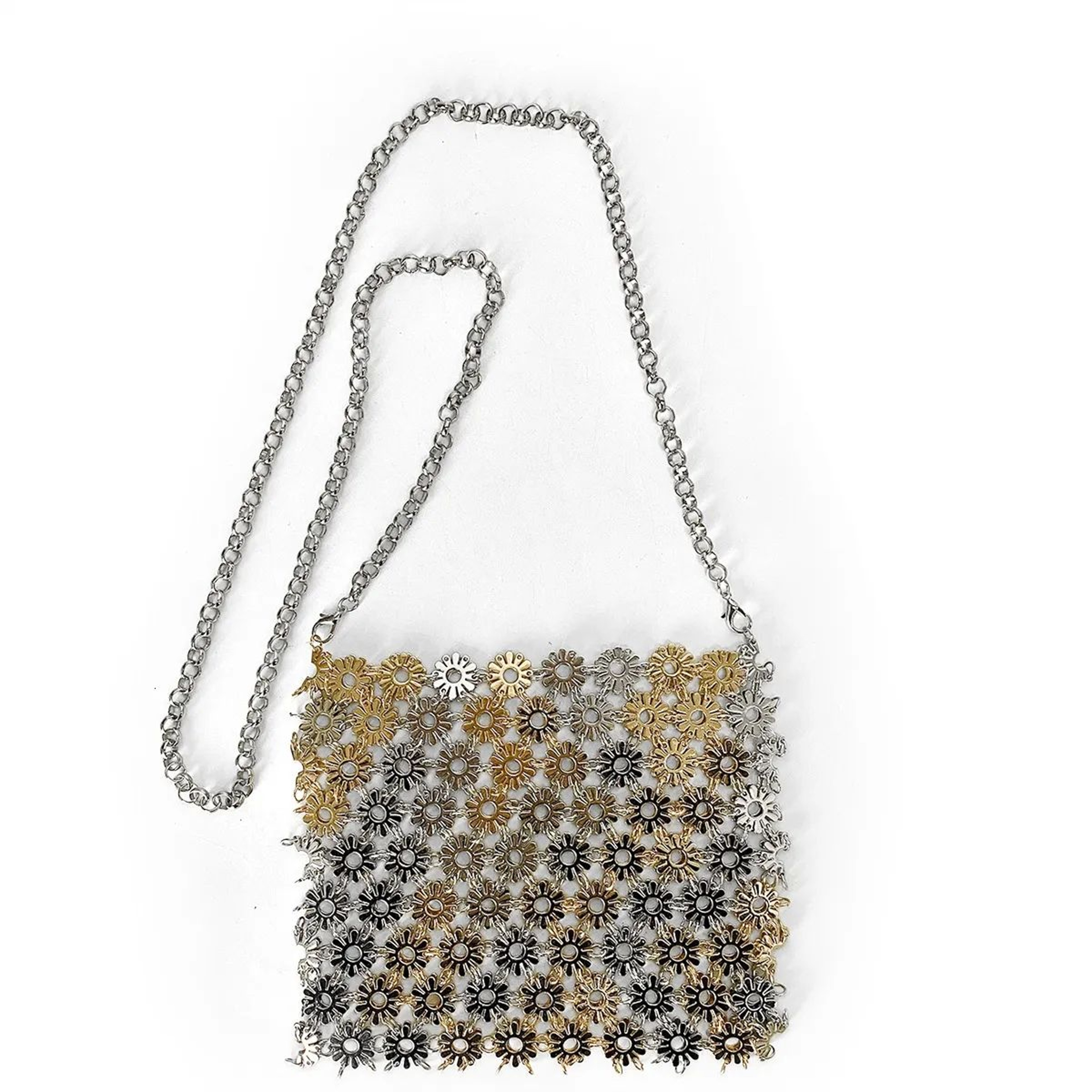 Women Shiny Beaded Evening Bag With Chain Crossbody Strap 2