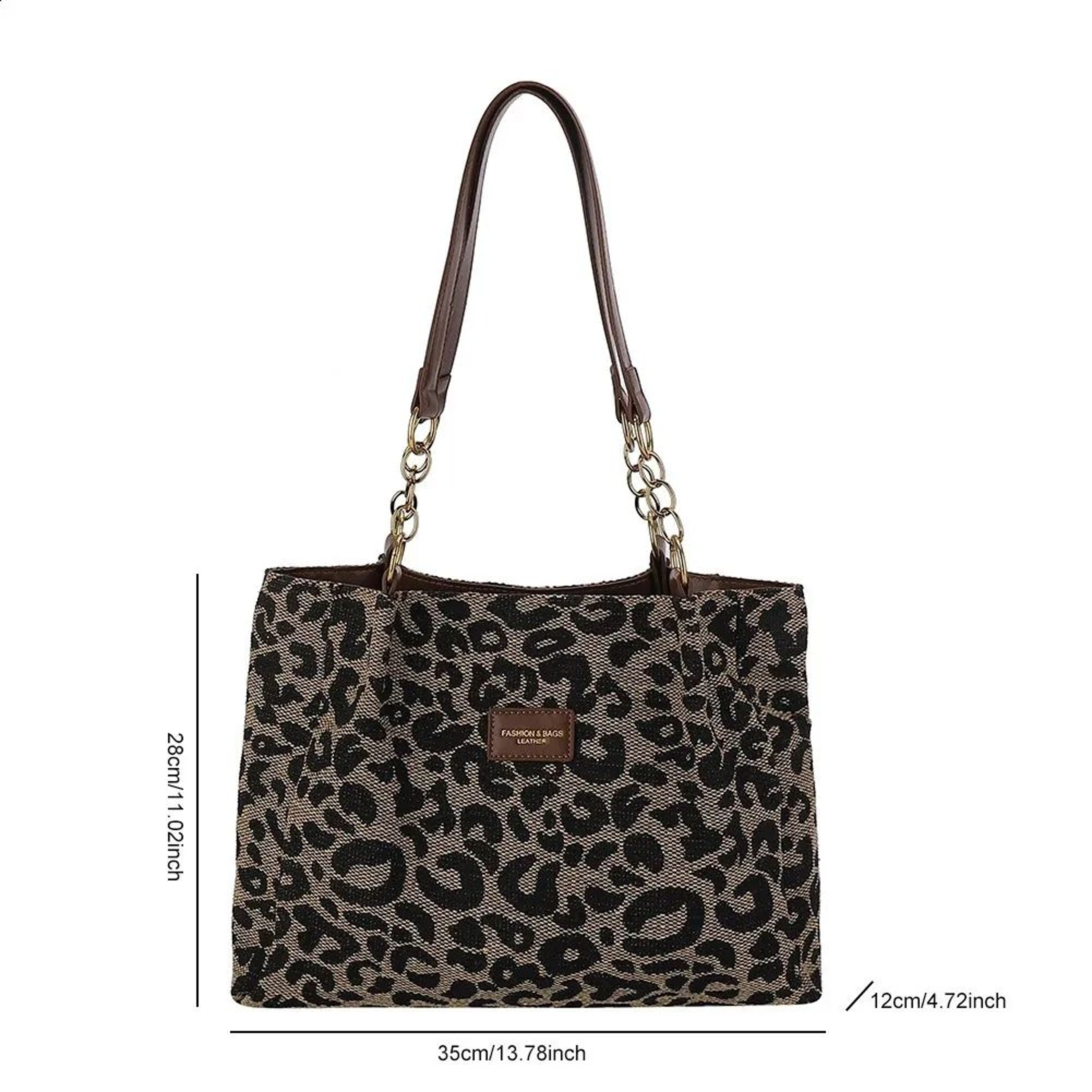Leopard Print Canvas Tote Bag For Women With Zipper Closure And Multiple Pockets 1