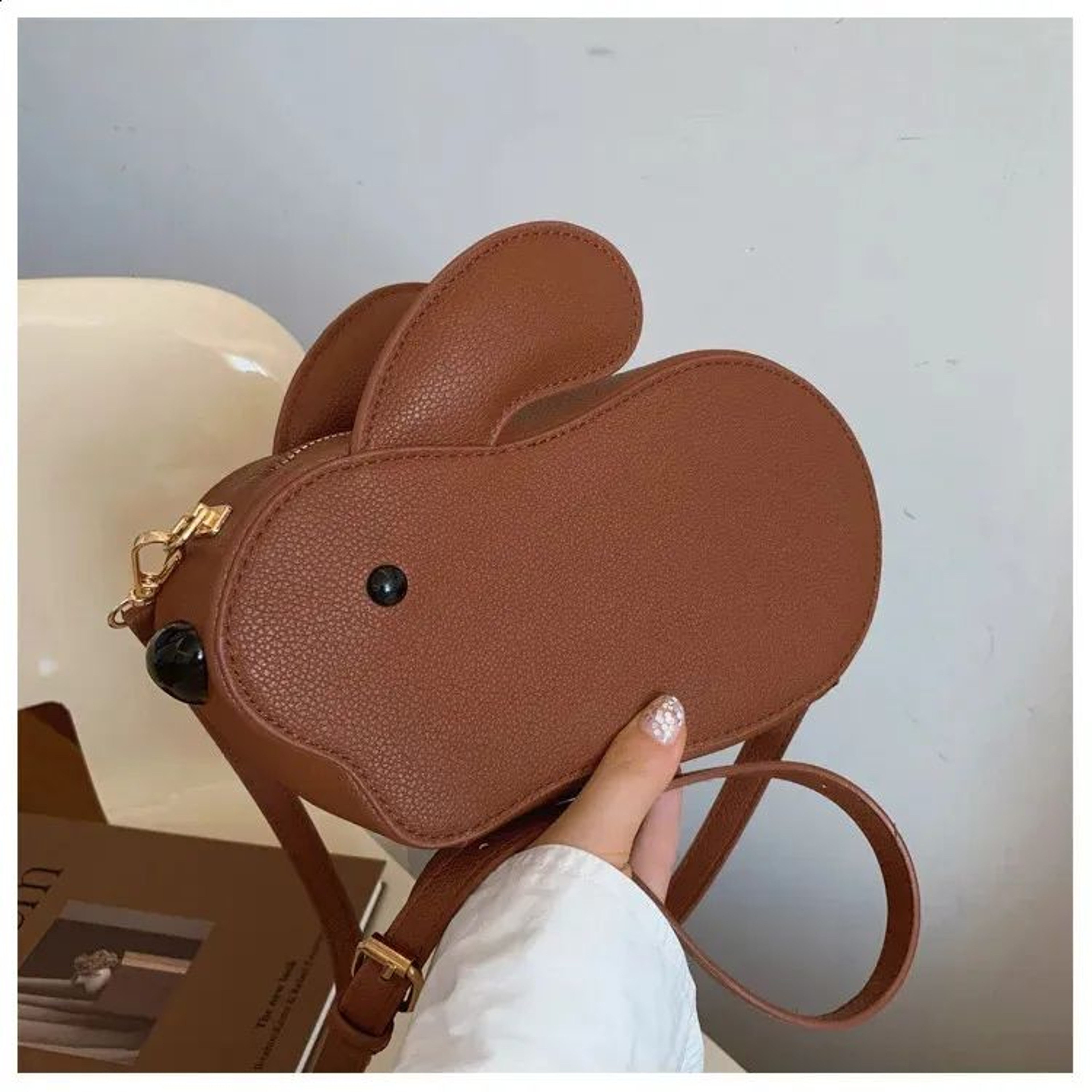 Cute Rabbit Crossbody Bag For Women Cartoon PU Leather Handbag With Adjustable Strap 2