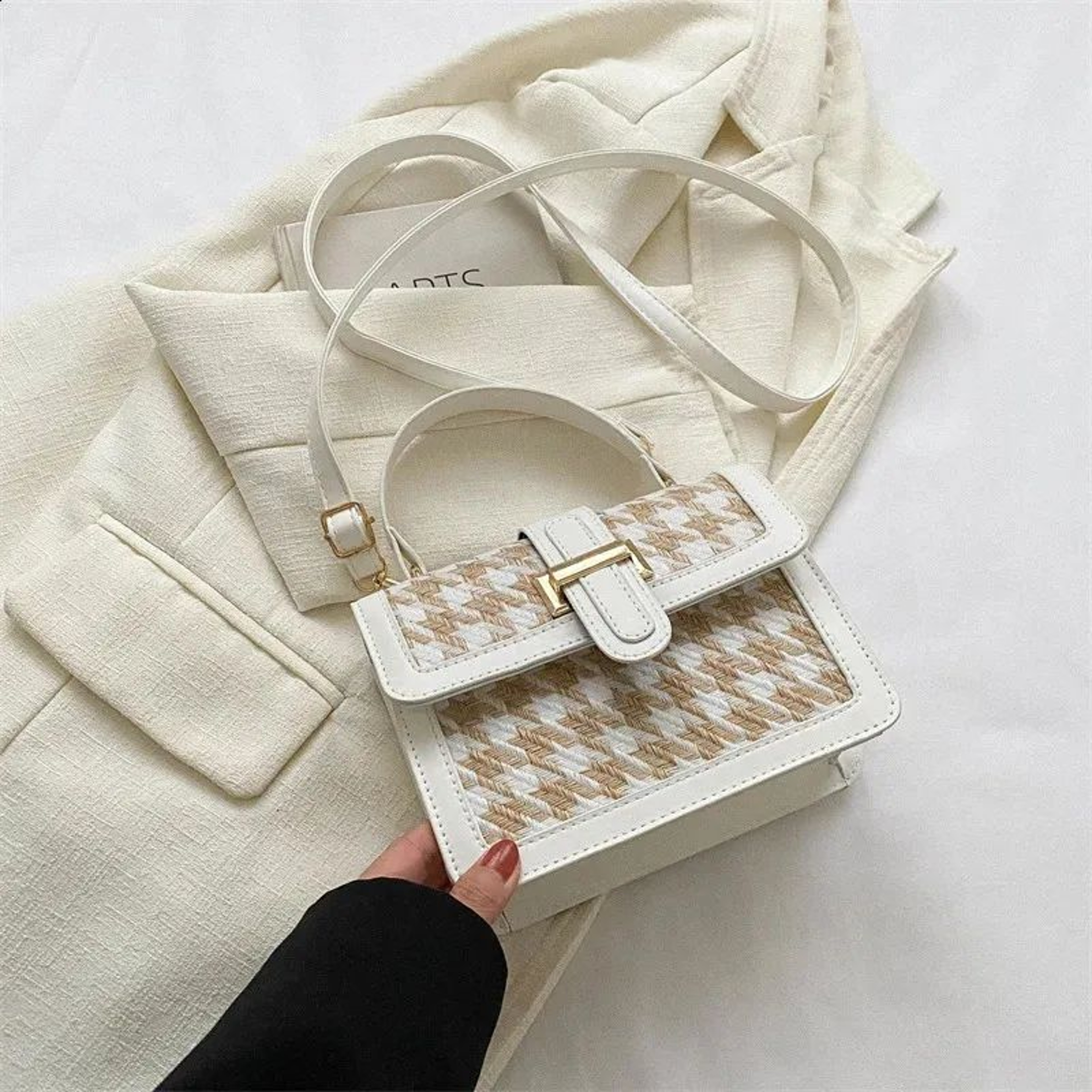 Womens Thousand Bird Grid Small Square Shoulder Messenger Bag 0