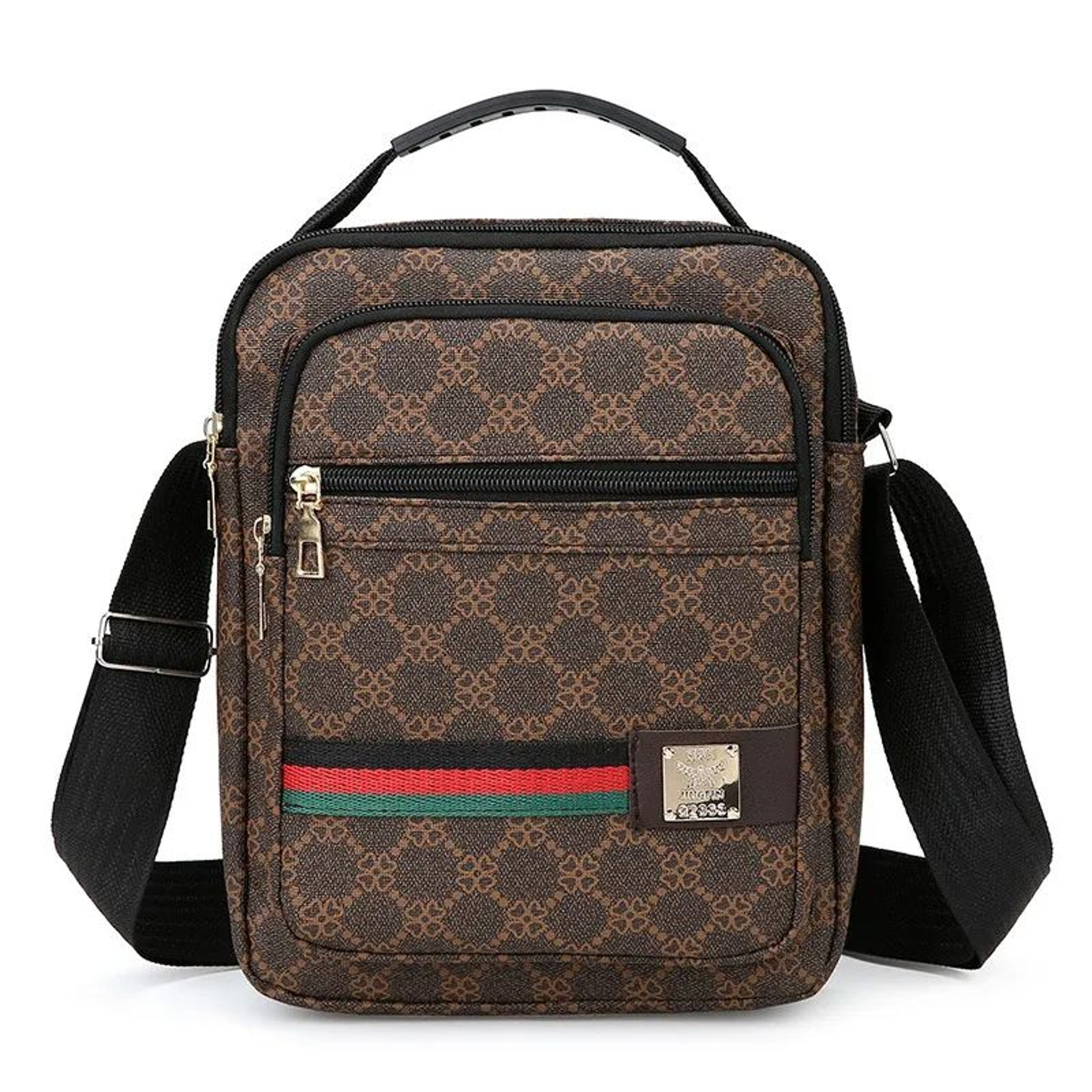 Vertical Color Block Crossbody Bag With Adjustable Strap And Top Handle 0