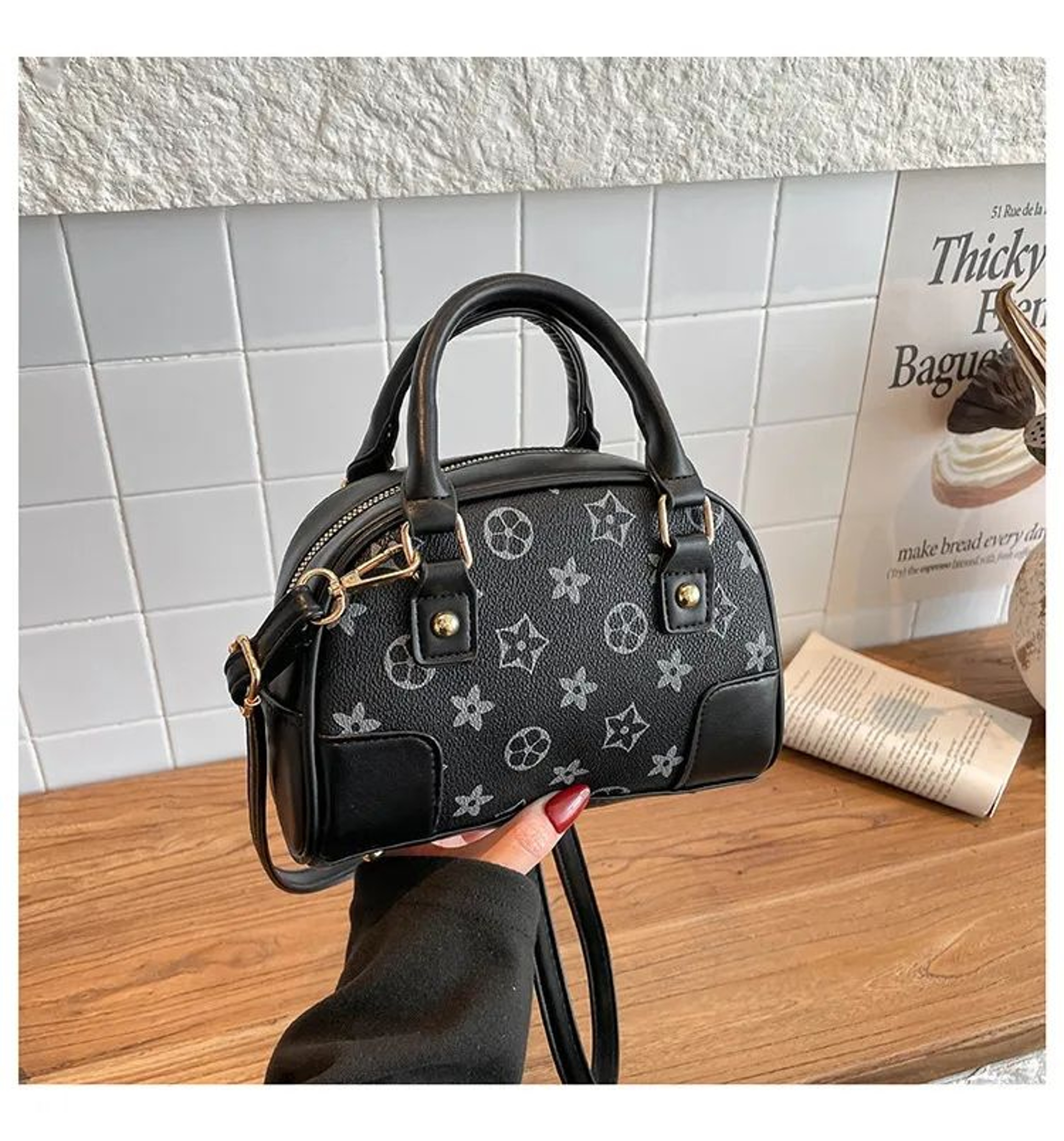 Women Large Capacity Monogram Shoulder Bag With Color Block Design 0