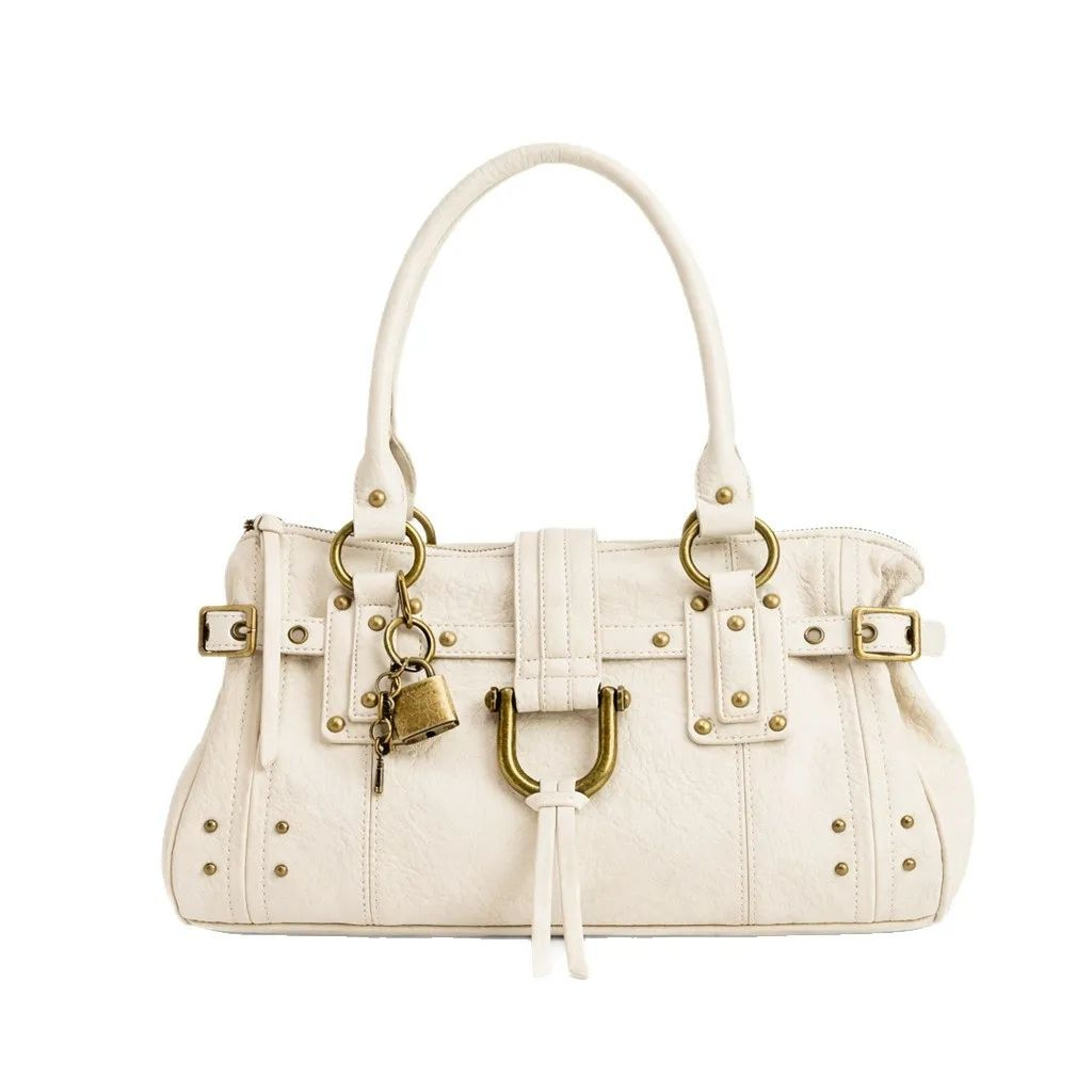 Vintage Rivet Tote Bag For Women With Lock Closure And Distressed Finish 2