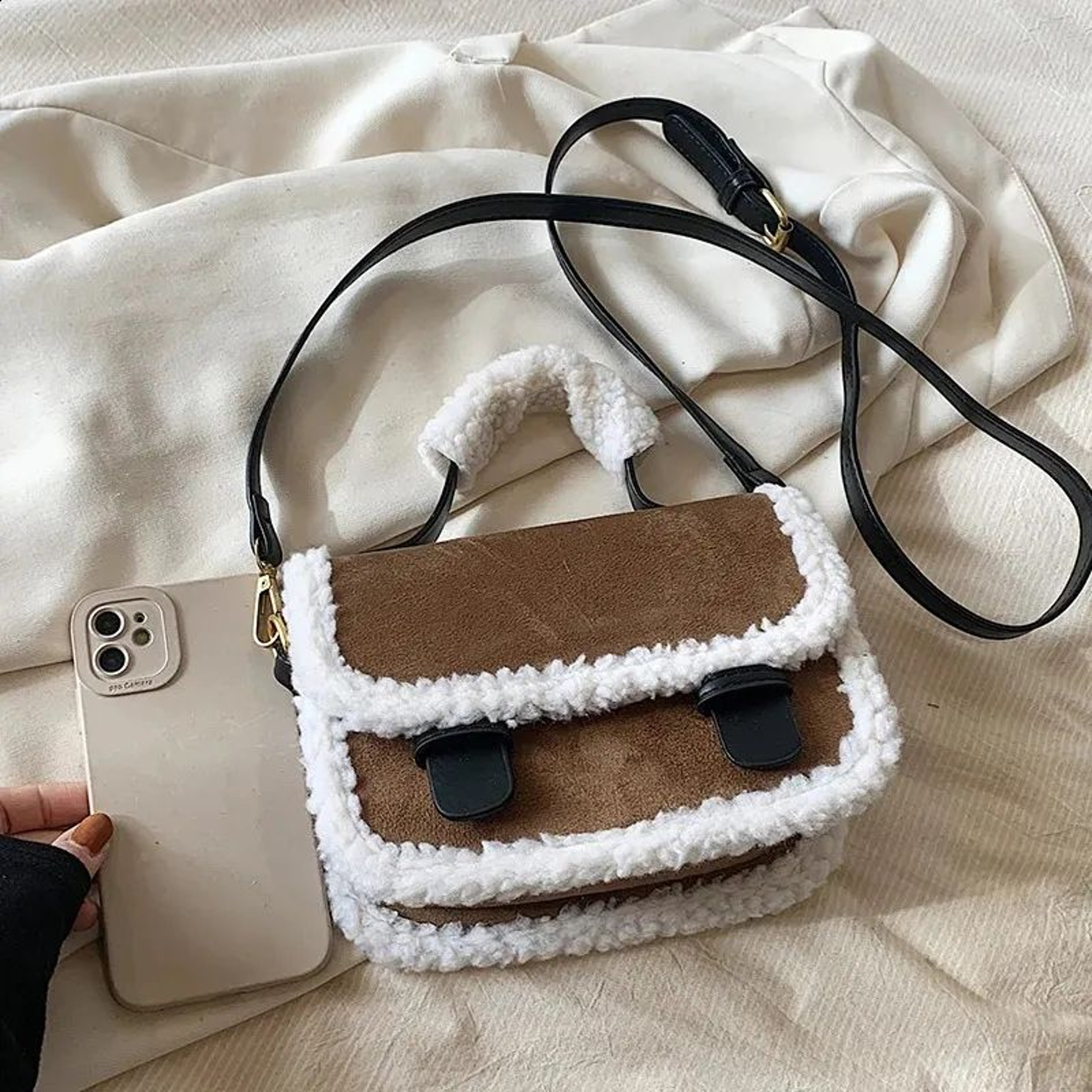 Womens Vintage Faux Nubuck Leather Mini Tote Crossbody Bag 3